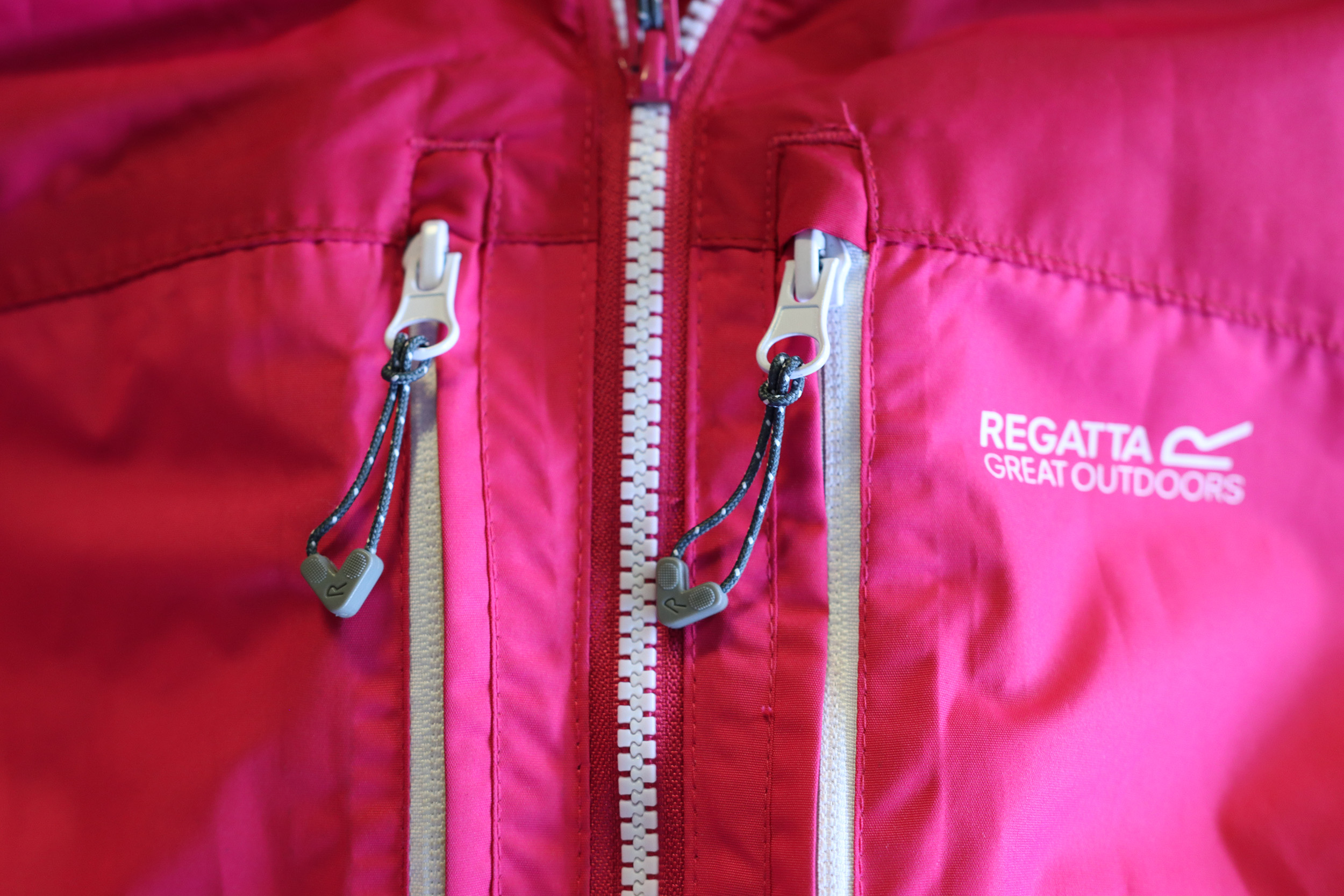 Close-up of zips on replicated jacket