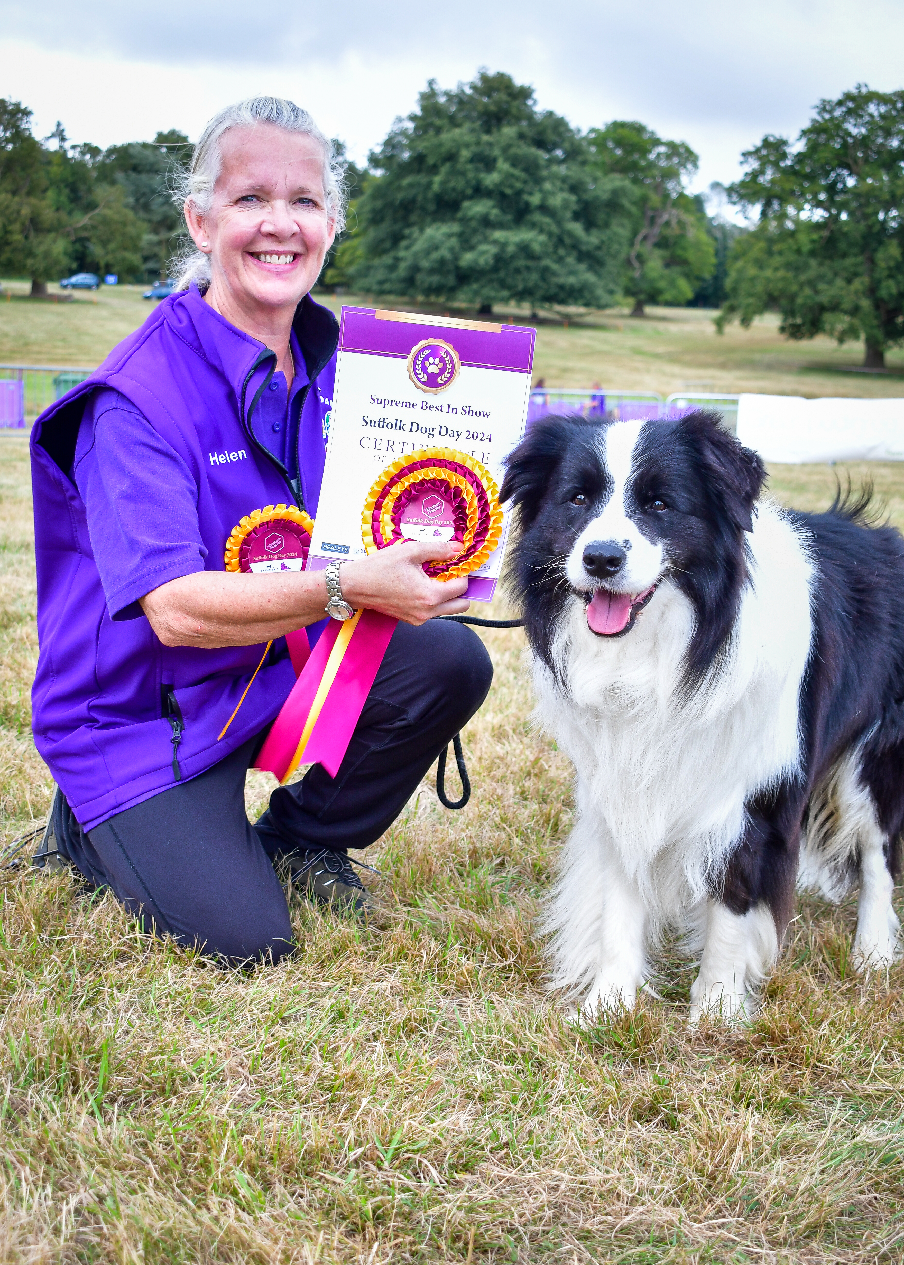 Winner of Supreme Best in Show, Helen Bone and Murphy, at the Suffolk Dog Day 2024