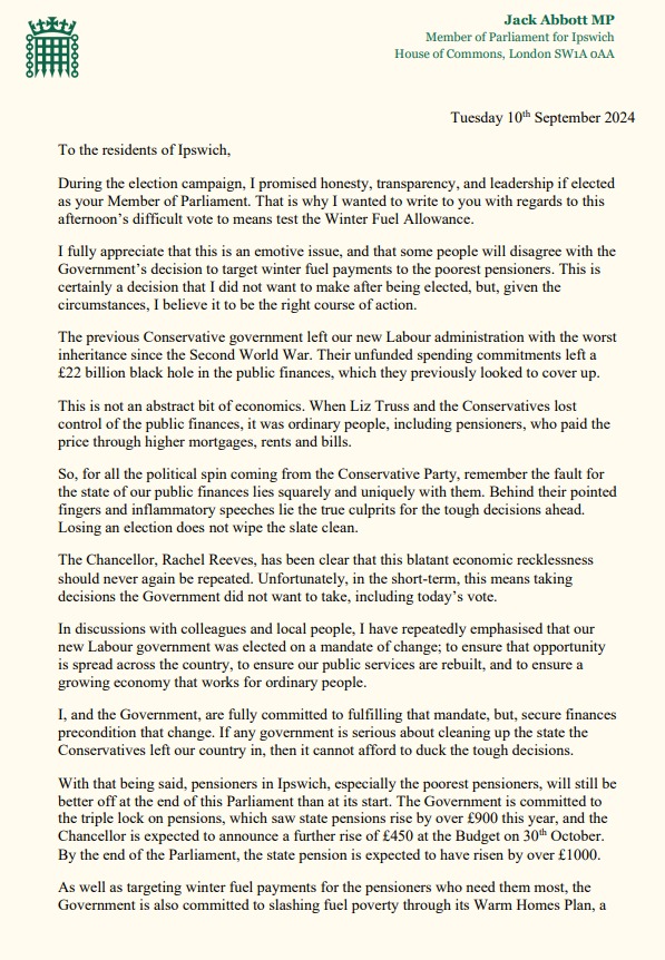 Page 1 of Jack Abbott's statement