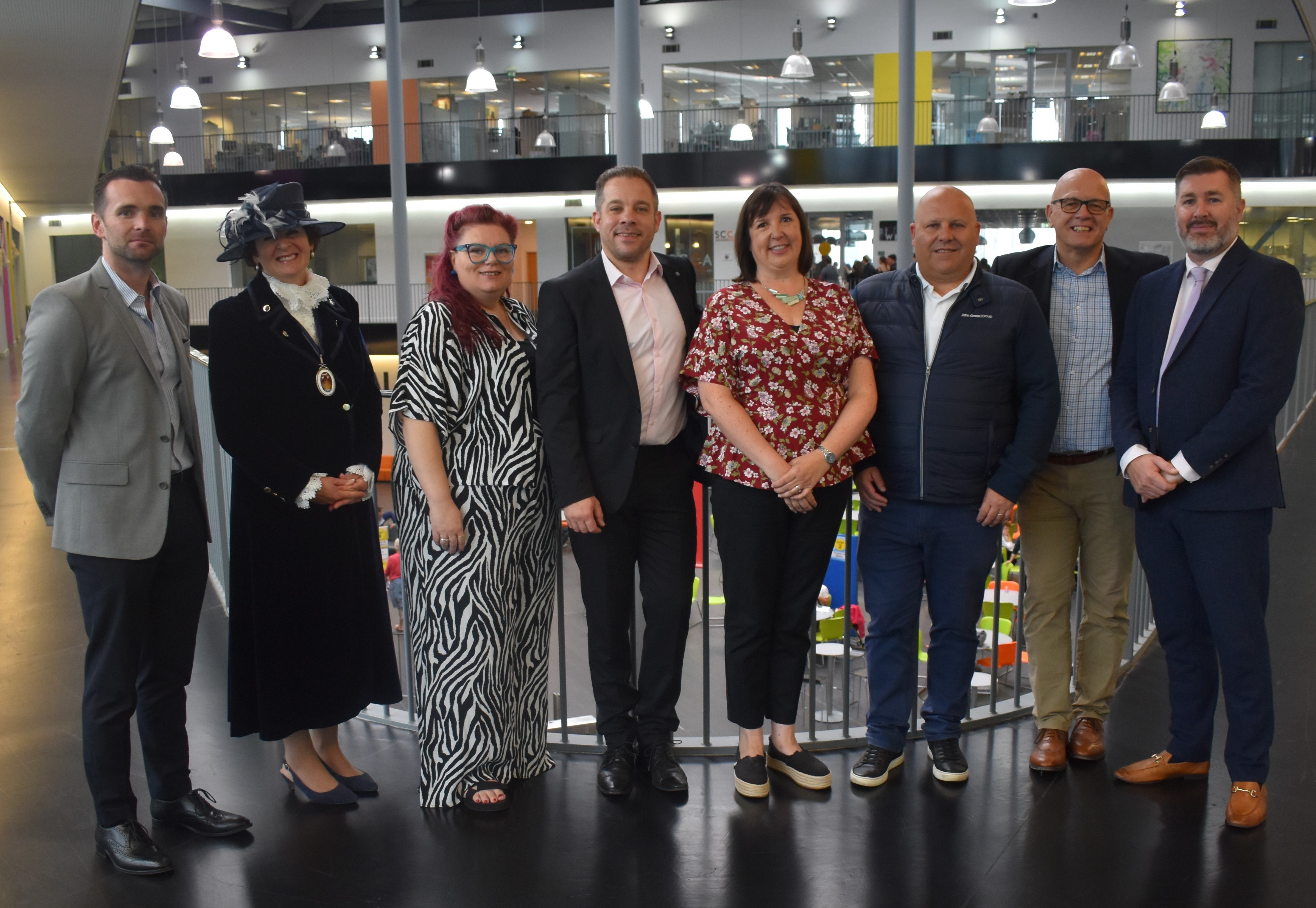 Chris Young, Yvonne Gilchrist-Mason, Josie Finch, Andy Wooldridge, Amanda Ankin, Paul Smith, Terry Baxter and Alan Pease at Suffolk New College