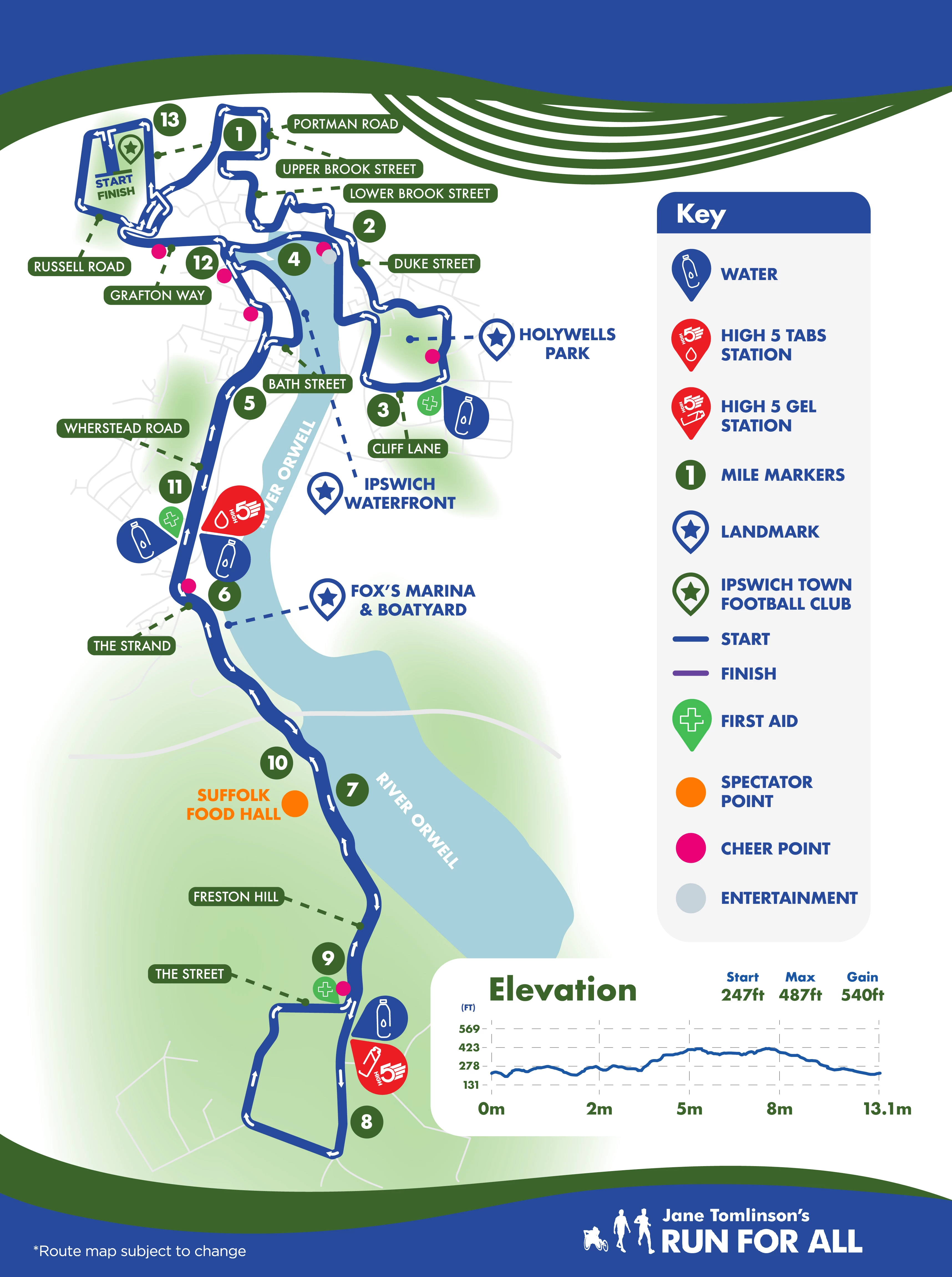 Ipswich Half Marathon route map