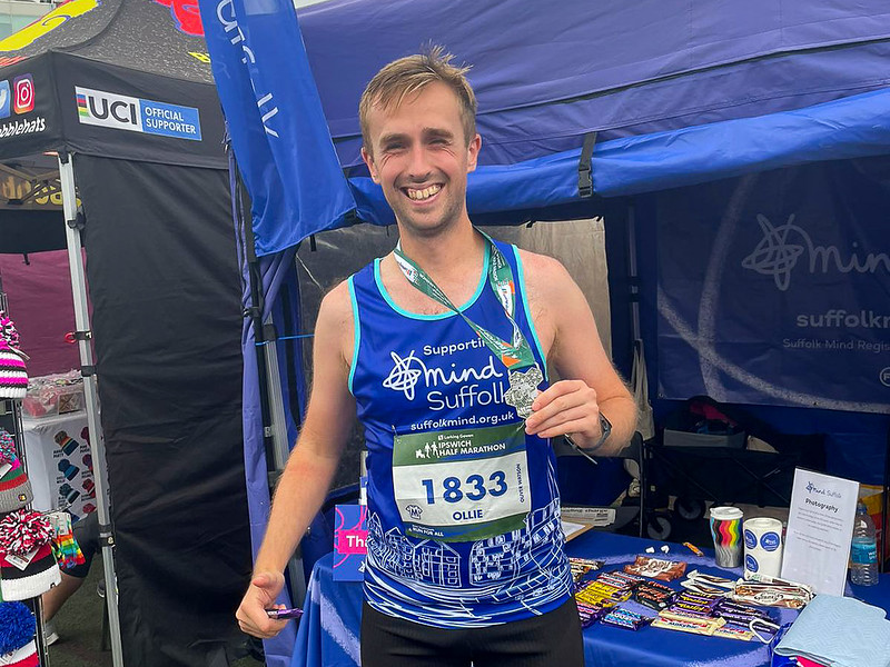 Oliver Watson, after completing the Ipswich Half Marathon