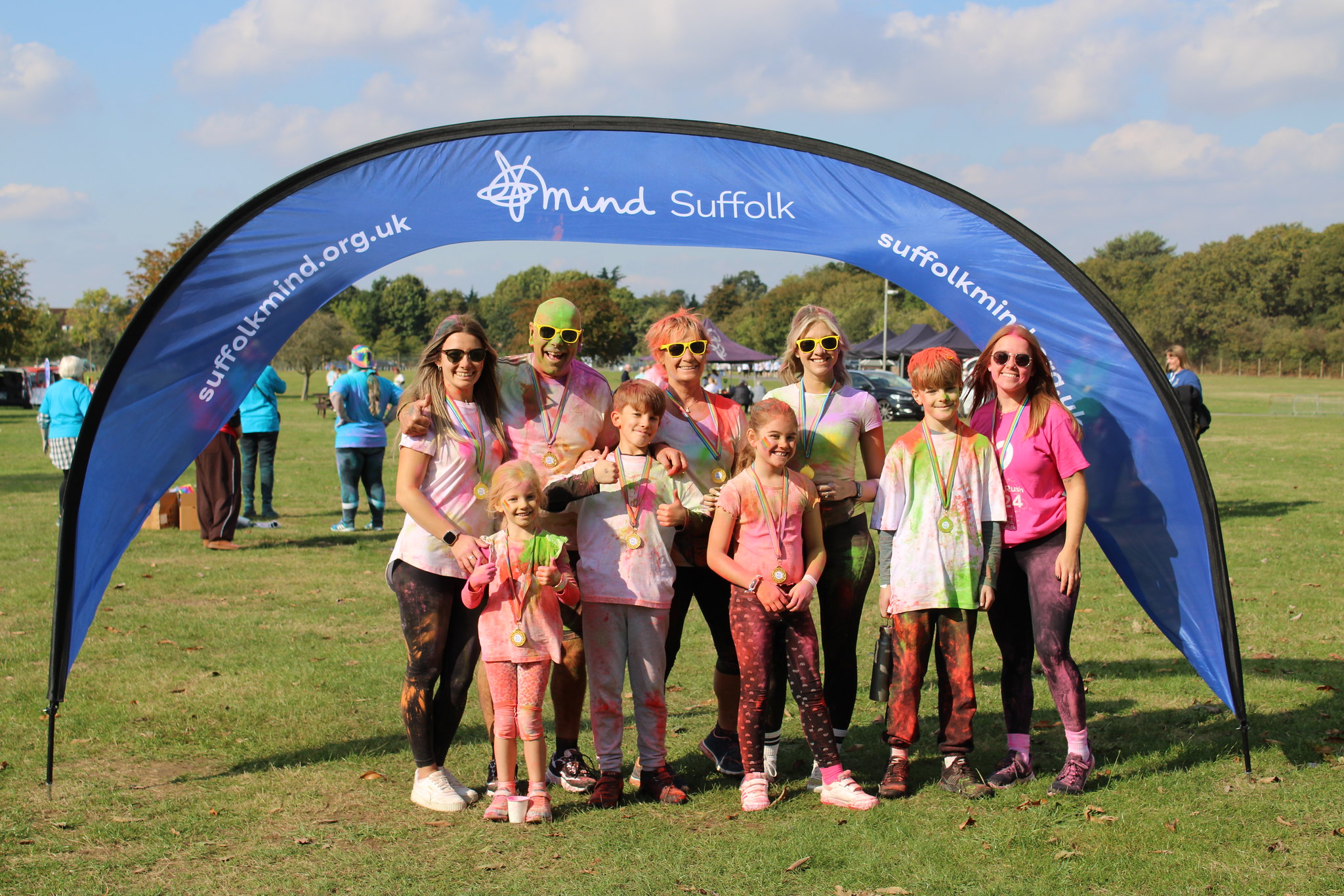Grace Cook, 6 (front left), took part in the run with three generations of her family