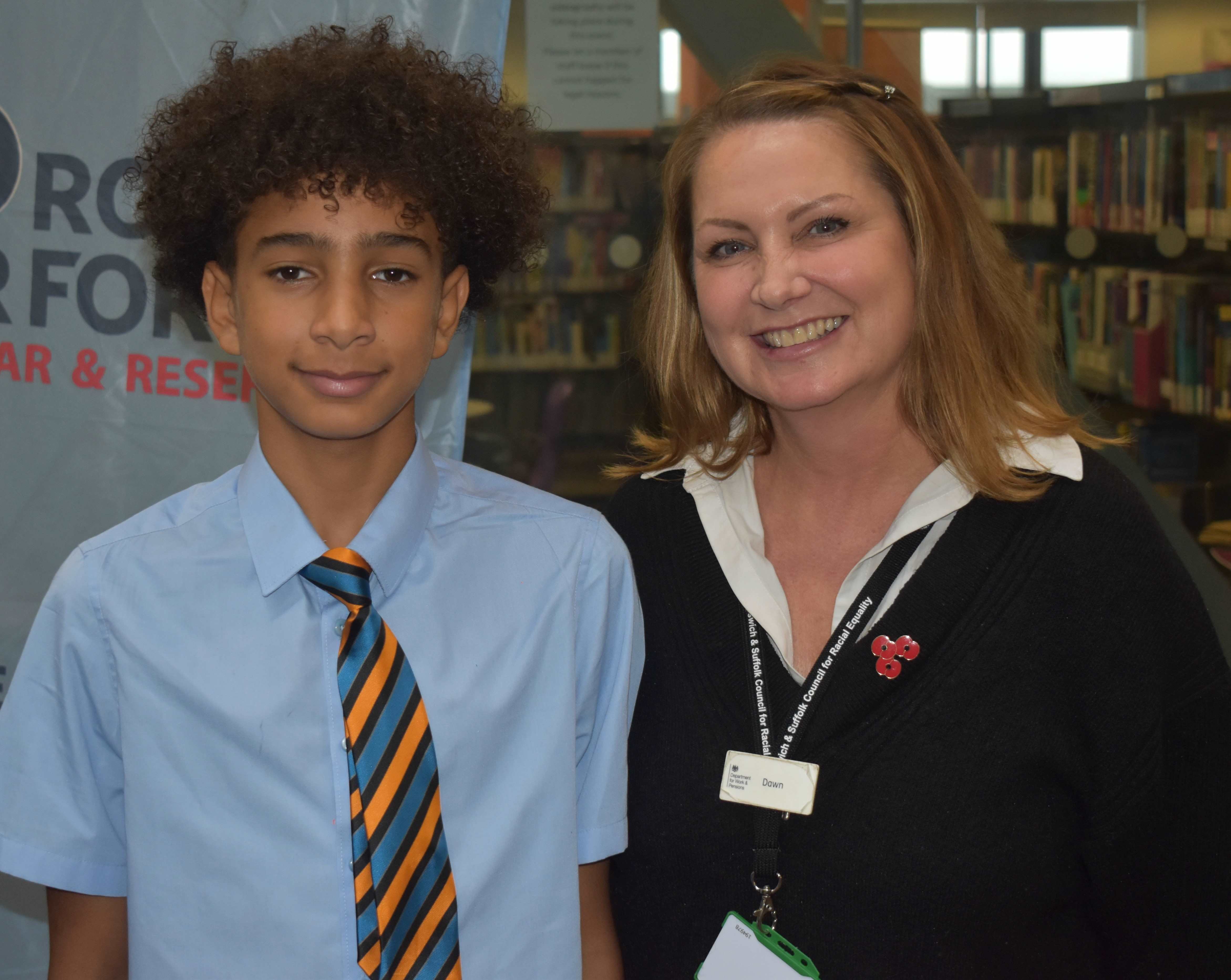 Rio Lewis-Samuel and his mum Dawn Lewis-Samuel at the FutureSkills Fair held at Suffolk New College