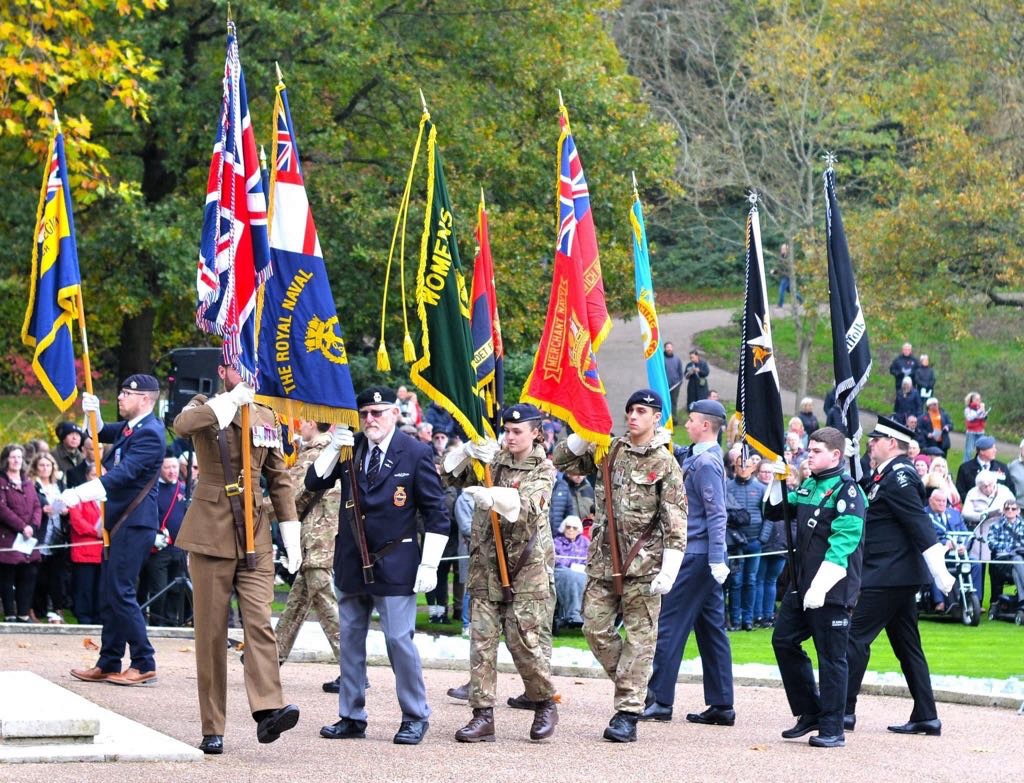 The service began at 10:50 at the Cenotaph in Christchurch Park