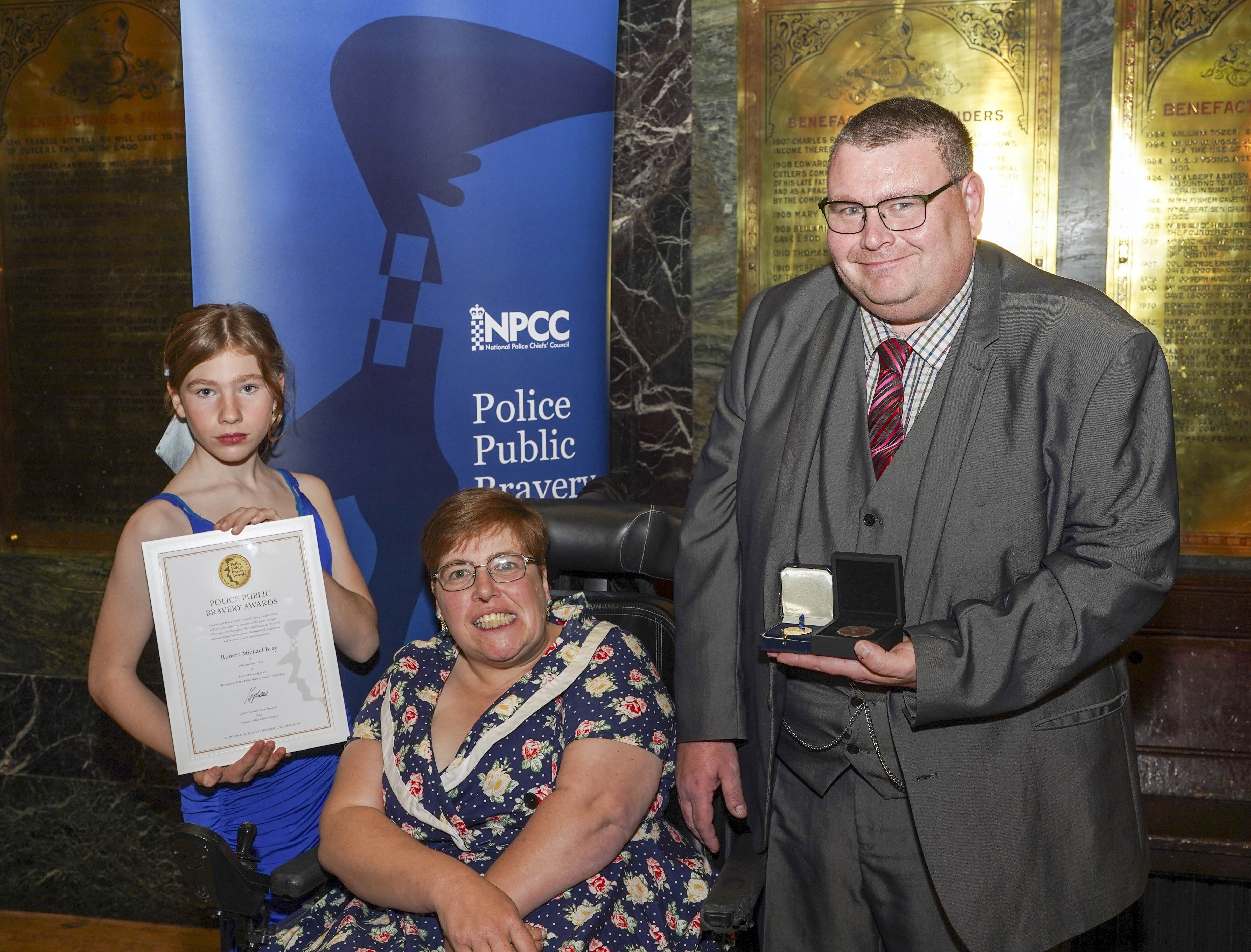 Robert Bray was awarded a gold medal at the National Police Chiefs Council's Police Public Bravery Awards and the prestigious Binney Medal