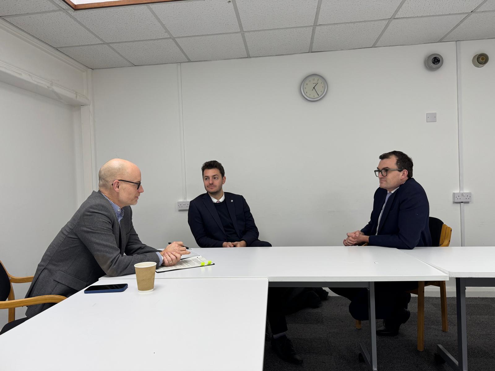 Jack Abbott, Patrick Spencer and Health Minister Stephen Kinnock