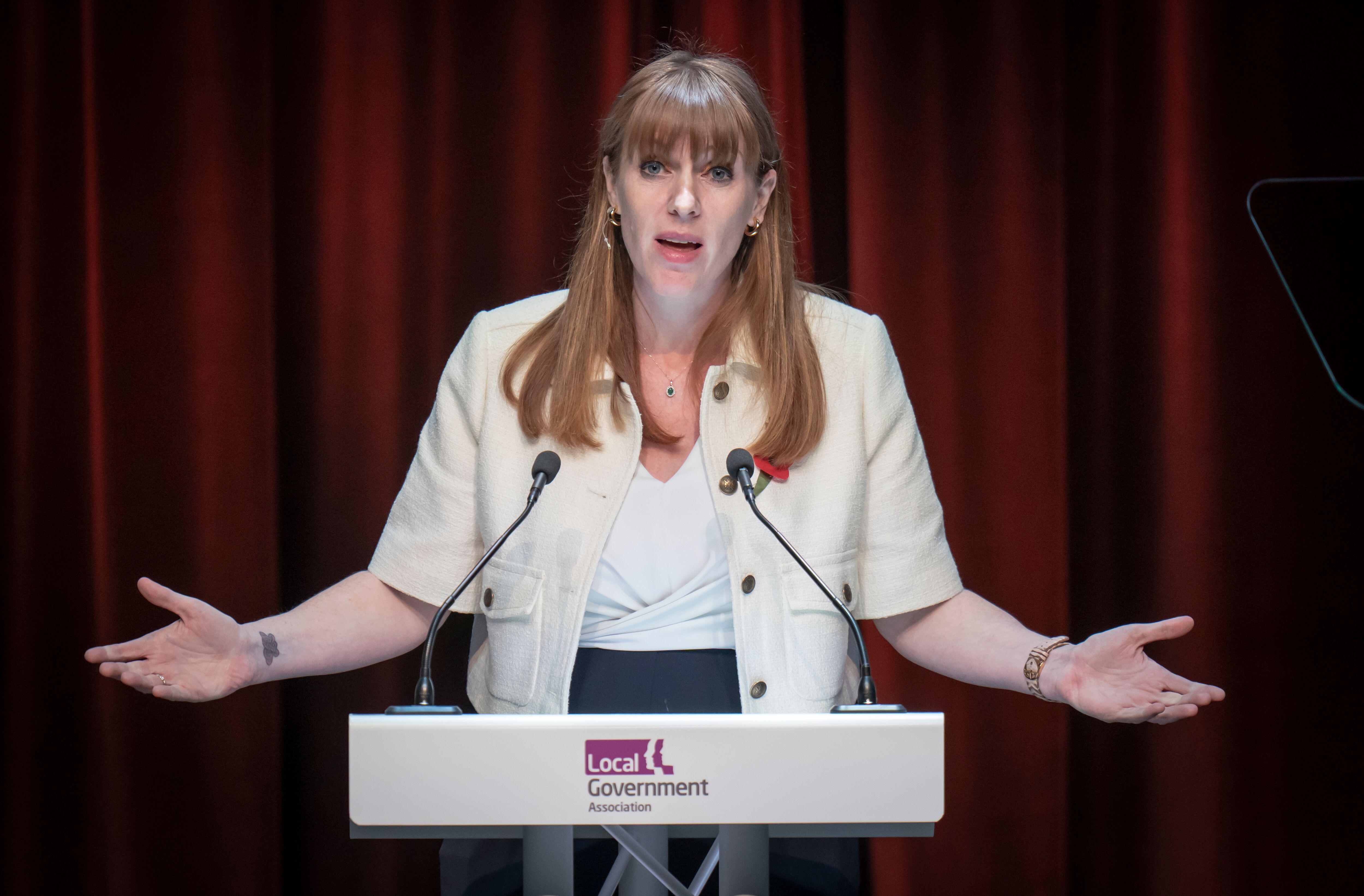 Deputy Prime Minister Angela Rayner addresses the Local Government Association Annual Conference