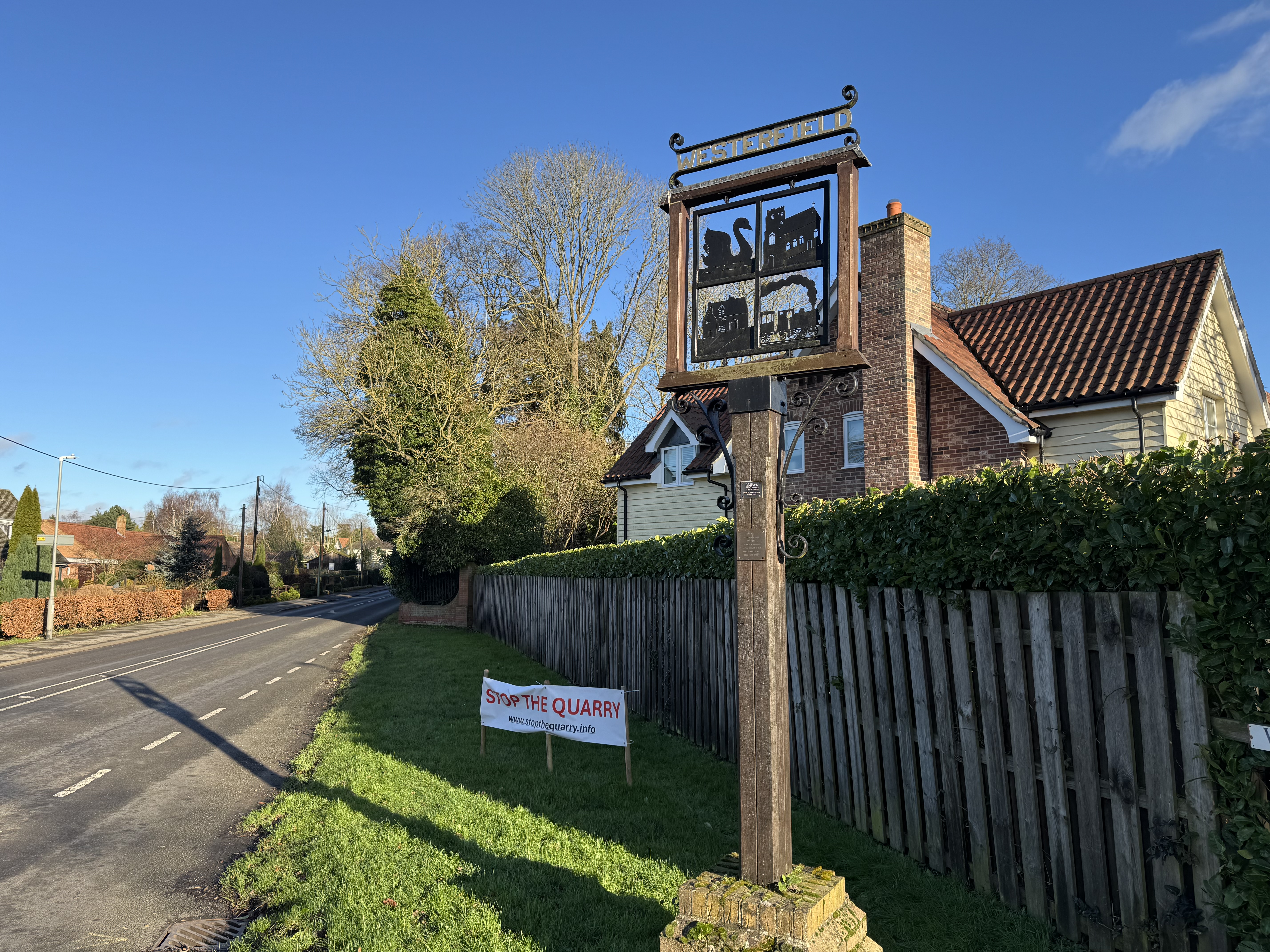 Stop the quarry sign in Westerfield, Ipswich