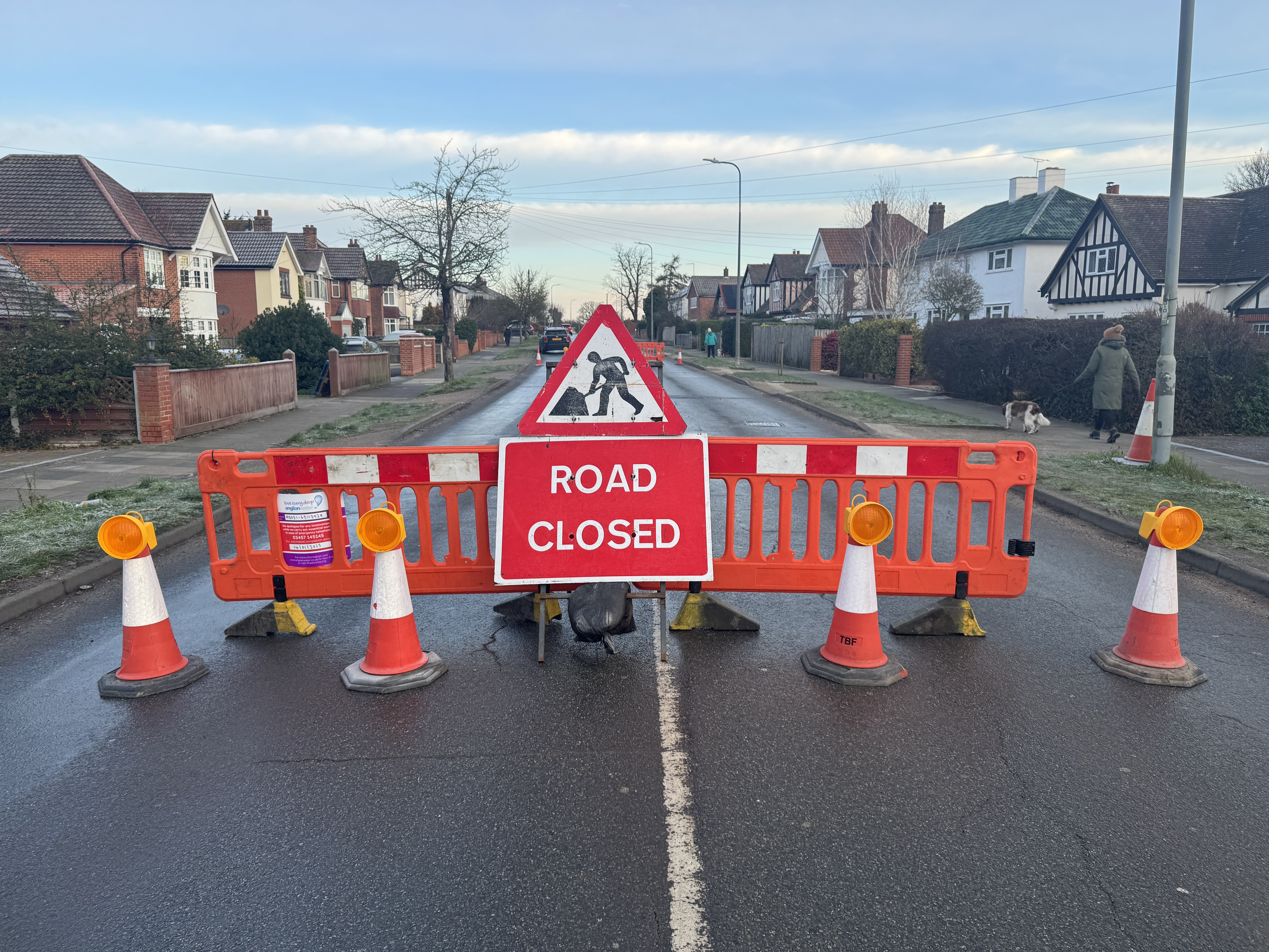 A section of Henley Road between Ipswich Sports Centre and Dale Hale Lane have been closed