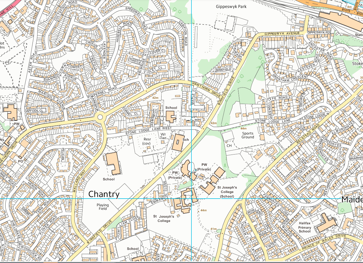 Map of interest from Suffolk Police investigating the murder of Billy McNicholl