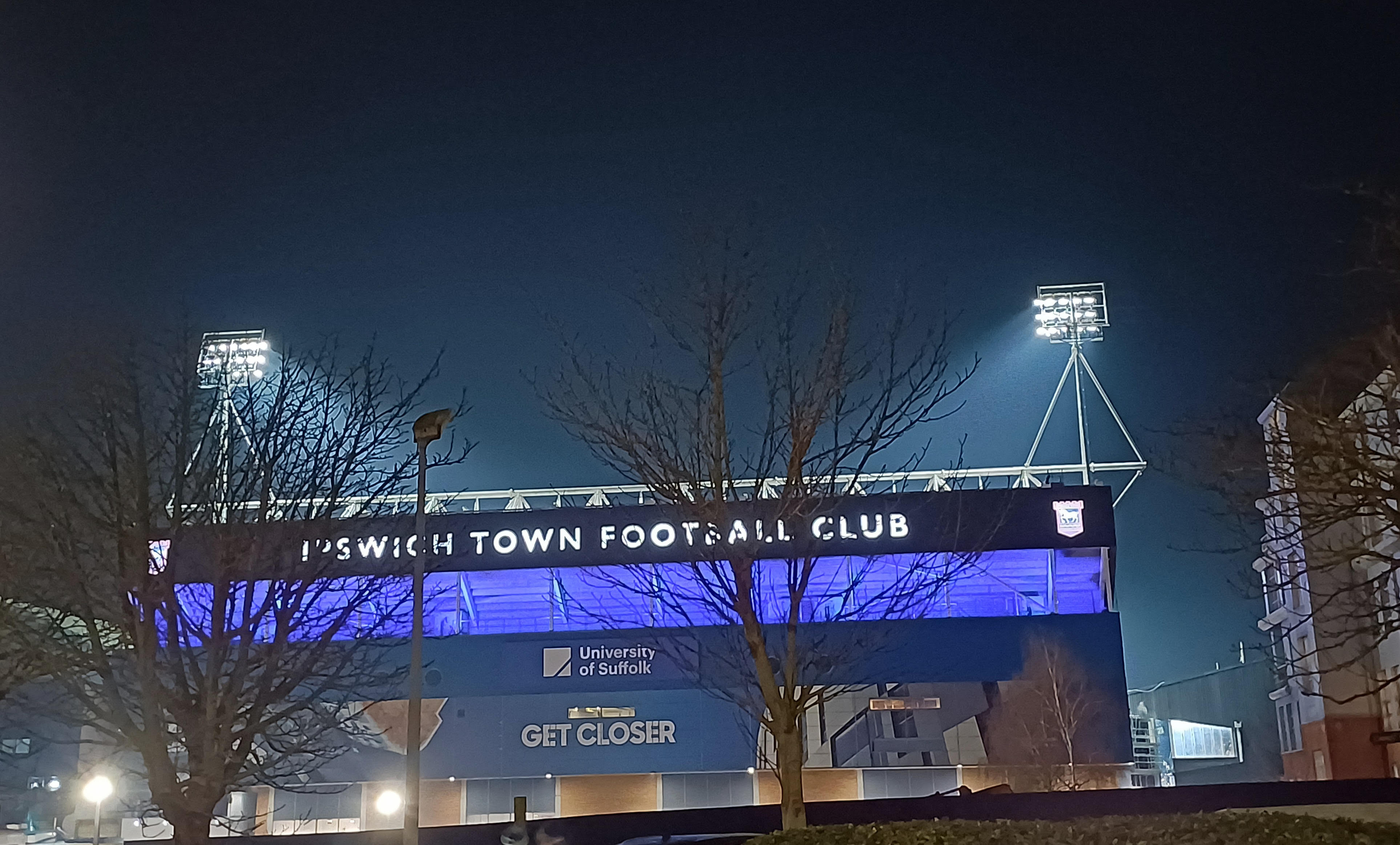 Portman Road at night