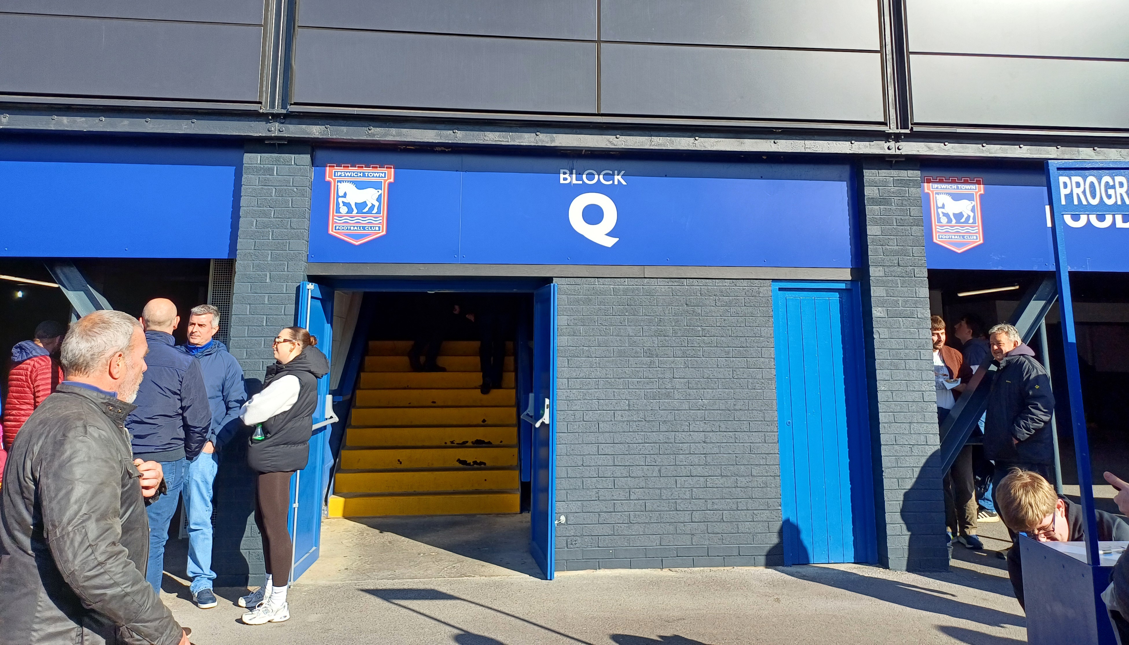Heading into Block Q at Portman Road