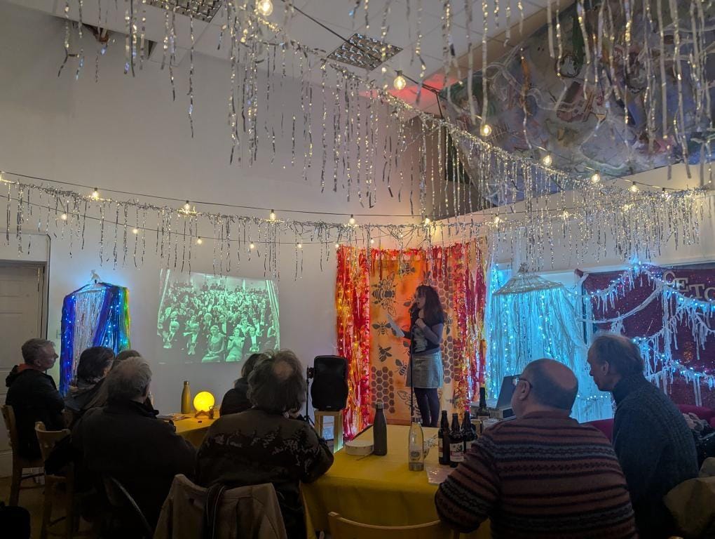 Jackie Montague, poet, performing at Word Herd, CHIp Studio