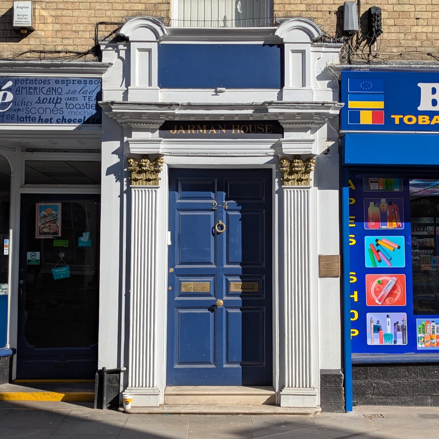 The discreet entrance to Blast from the Past retro gaming lounge on Northgate Street in Ipswich