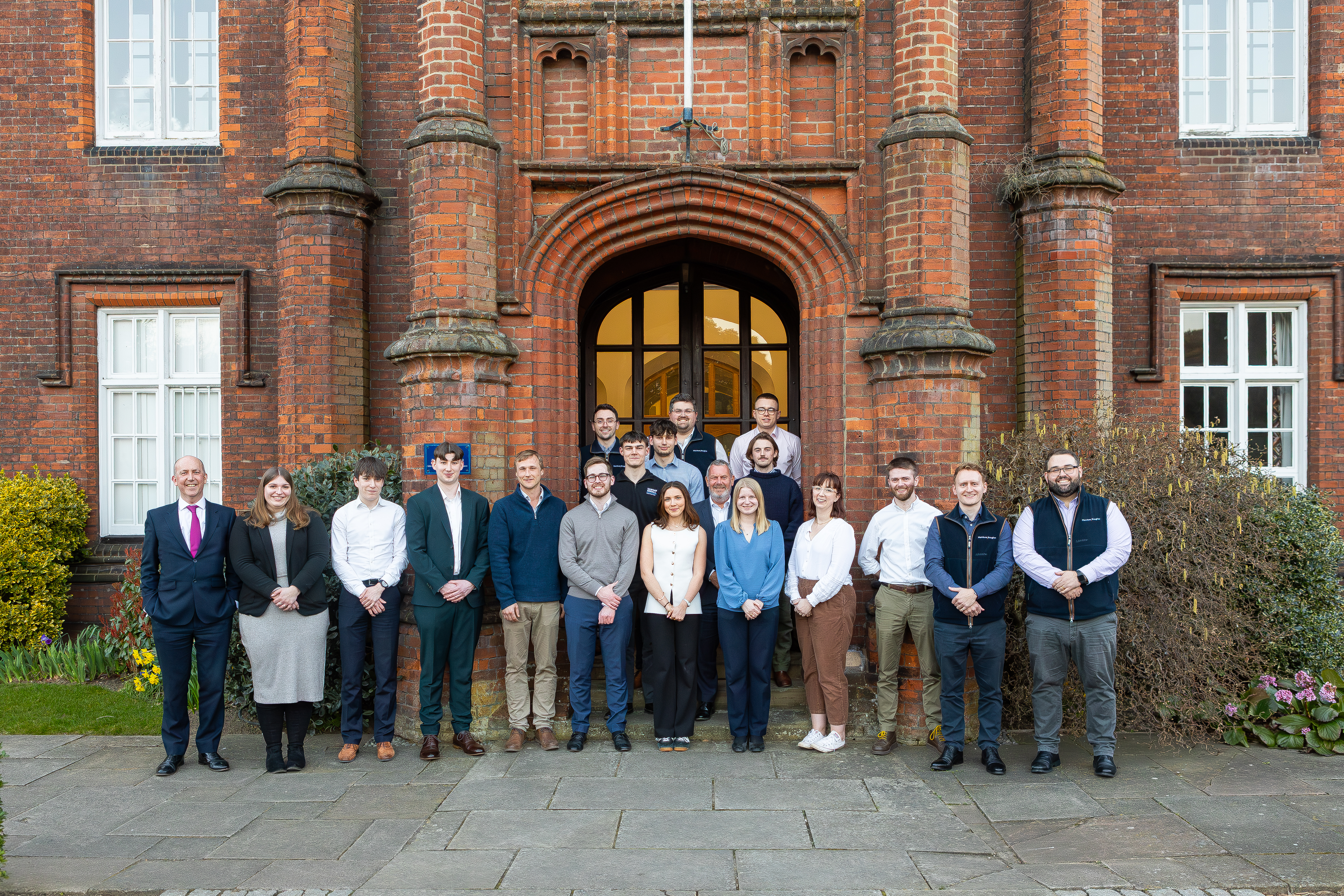 Students and staff in front of Ipswich School in Ipswich