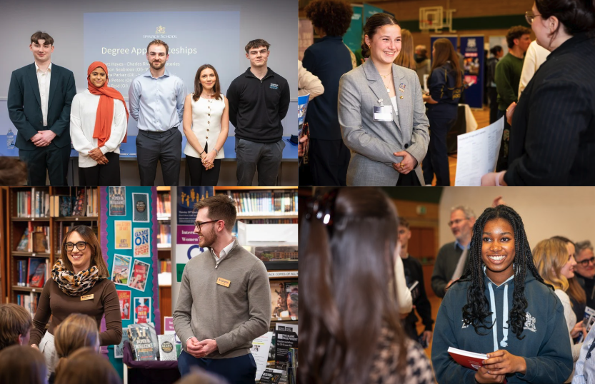 Collage of images from the Ipswich School careers convention