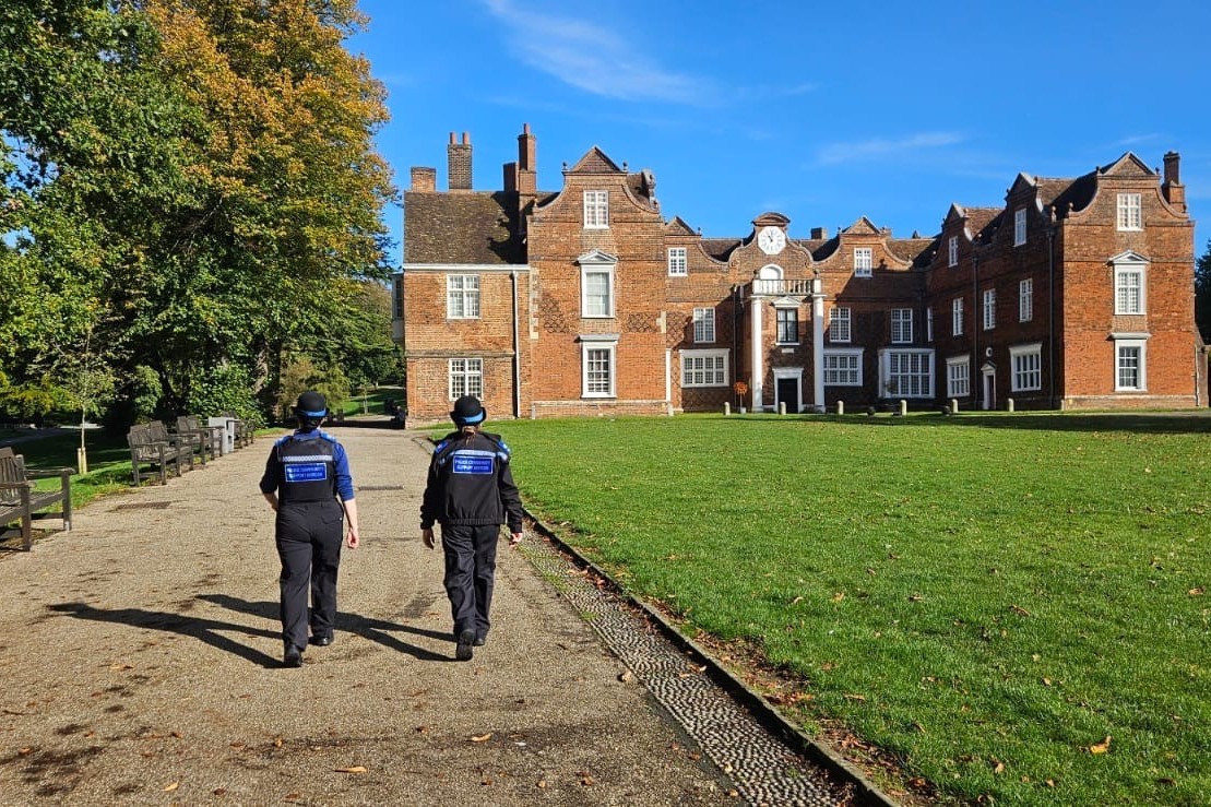 PCSOs patrolling Christchurch Mansion in Ipswich