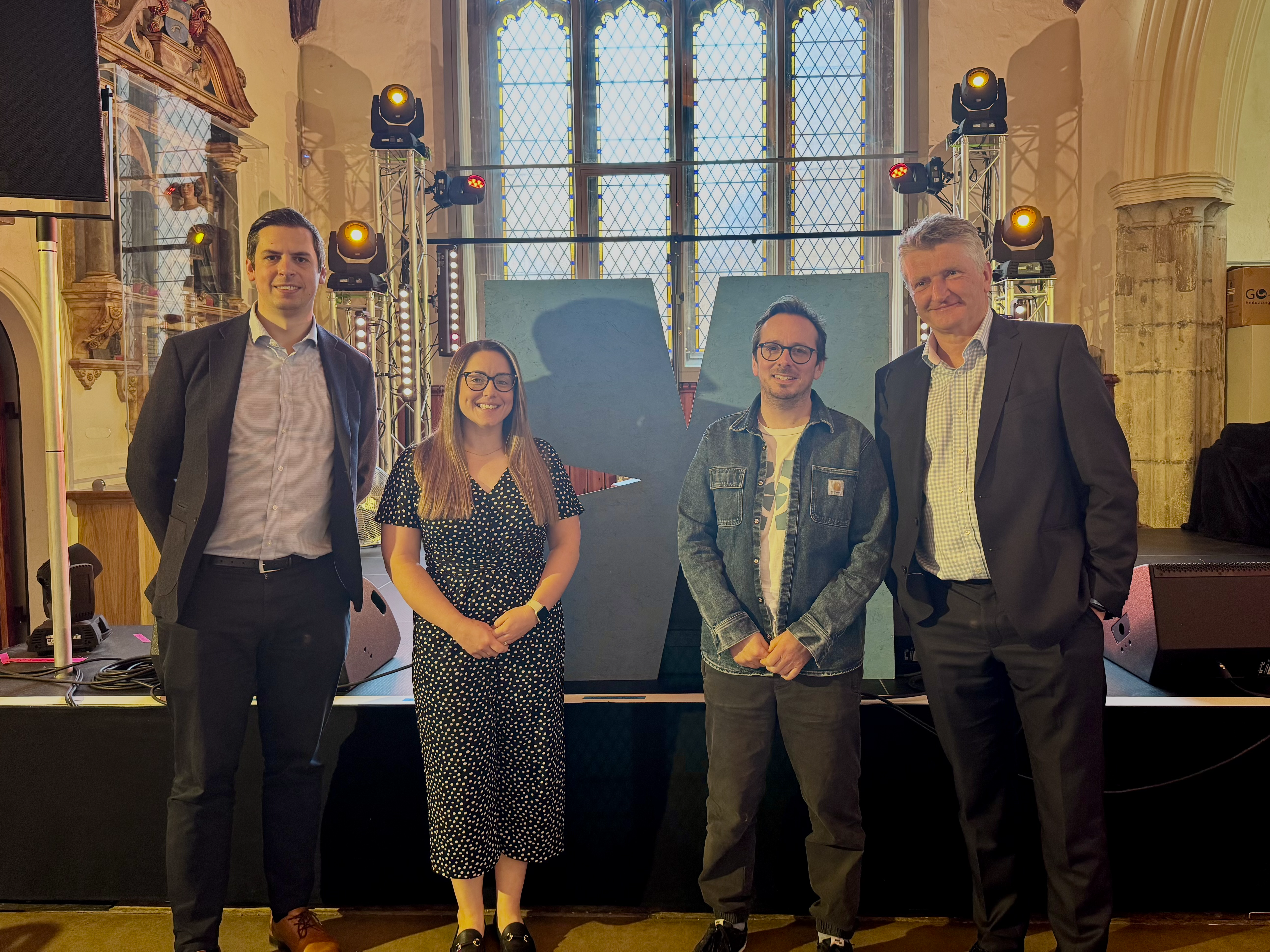Ryan Cracknell, Bethan Williams, Joe Bailey and Guy Longhurst in St Stephen's Church in Ipswich