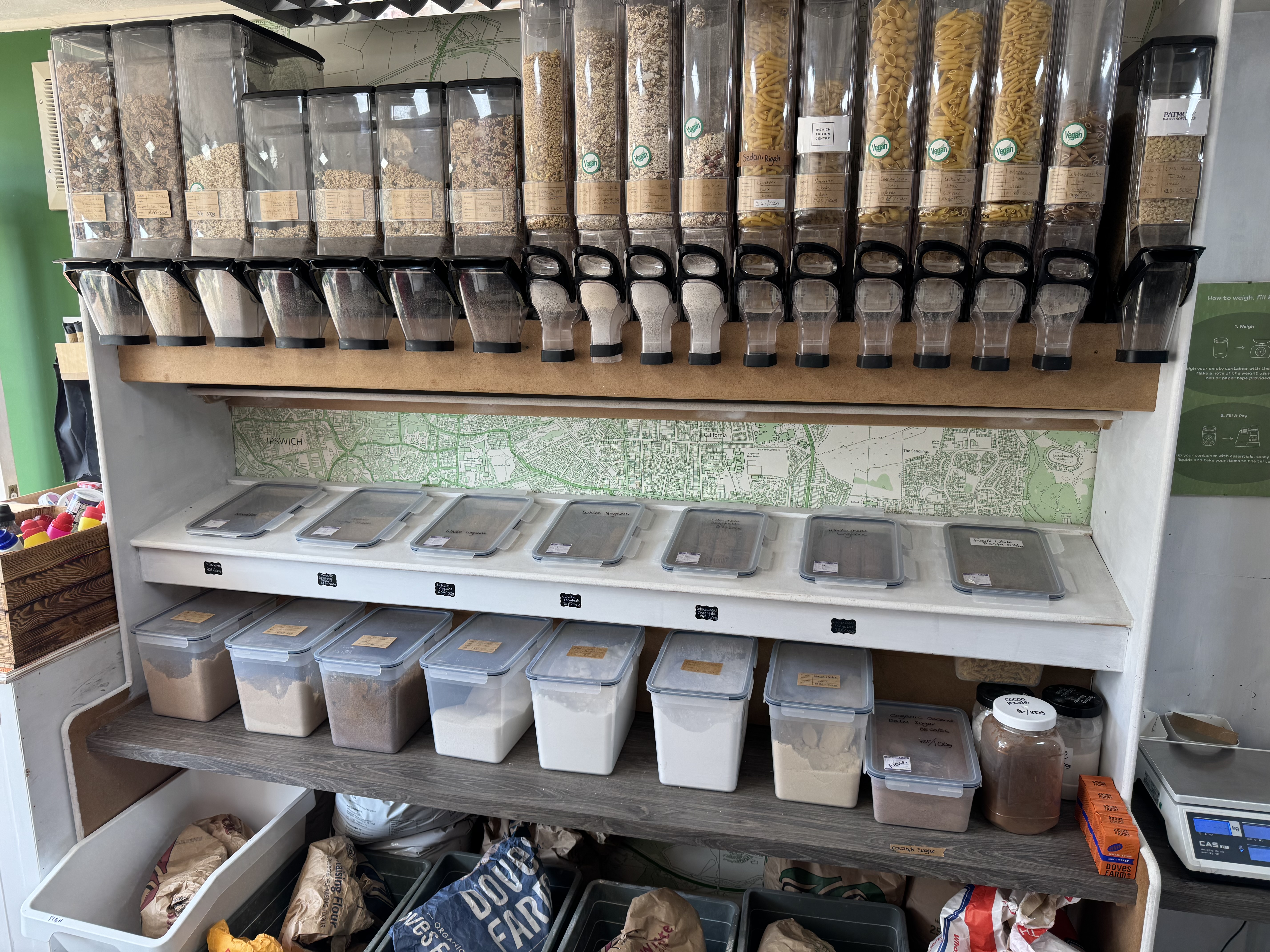 Pastas, rices, grains and cereals above flour and various other ingredients