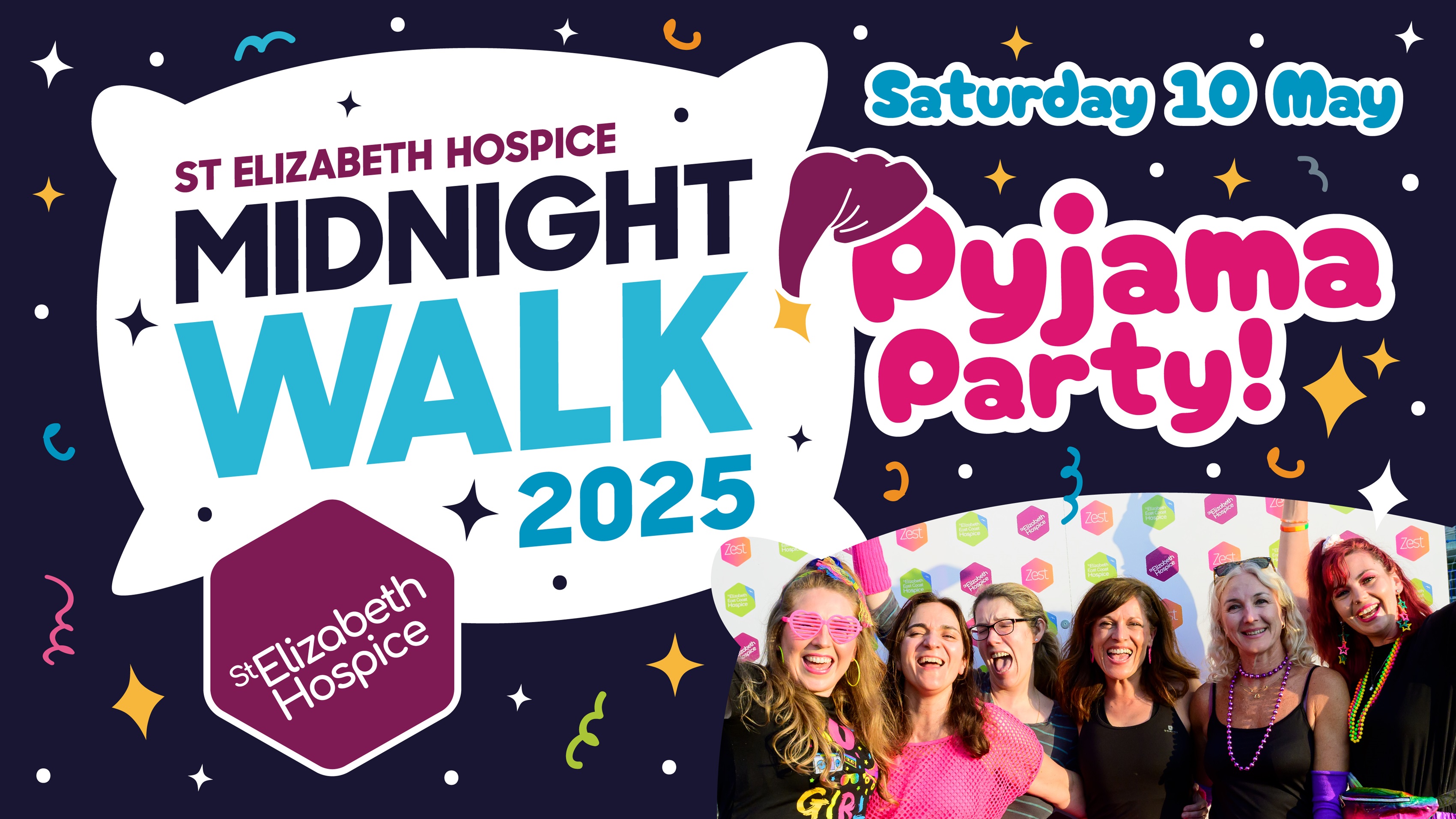 St Elizabeth Hospice Midnight Walk 2025 poster