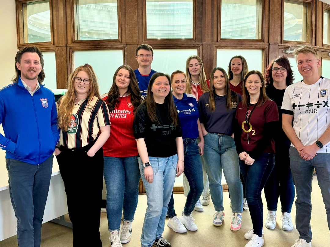 The Attwells team participating in Football Shirt Friday for the Bobby Moore Fund