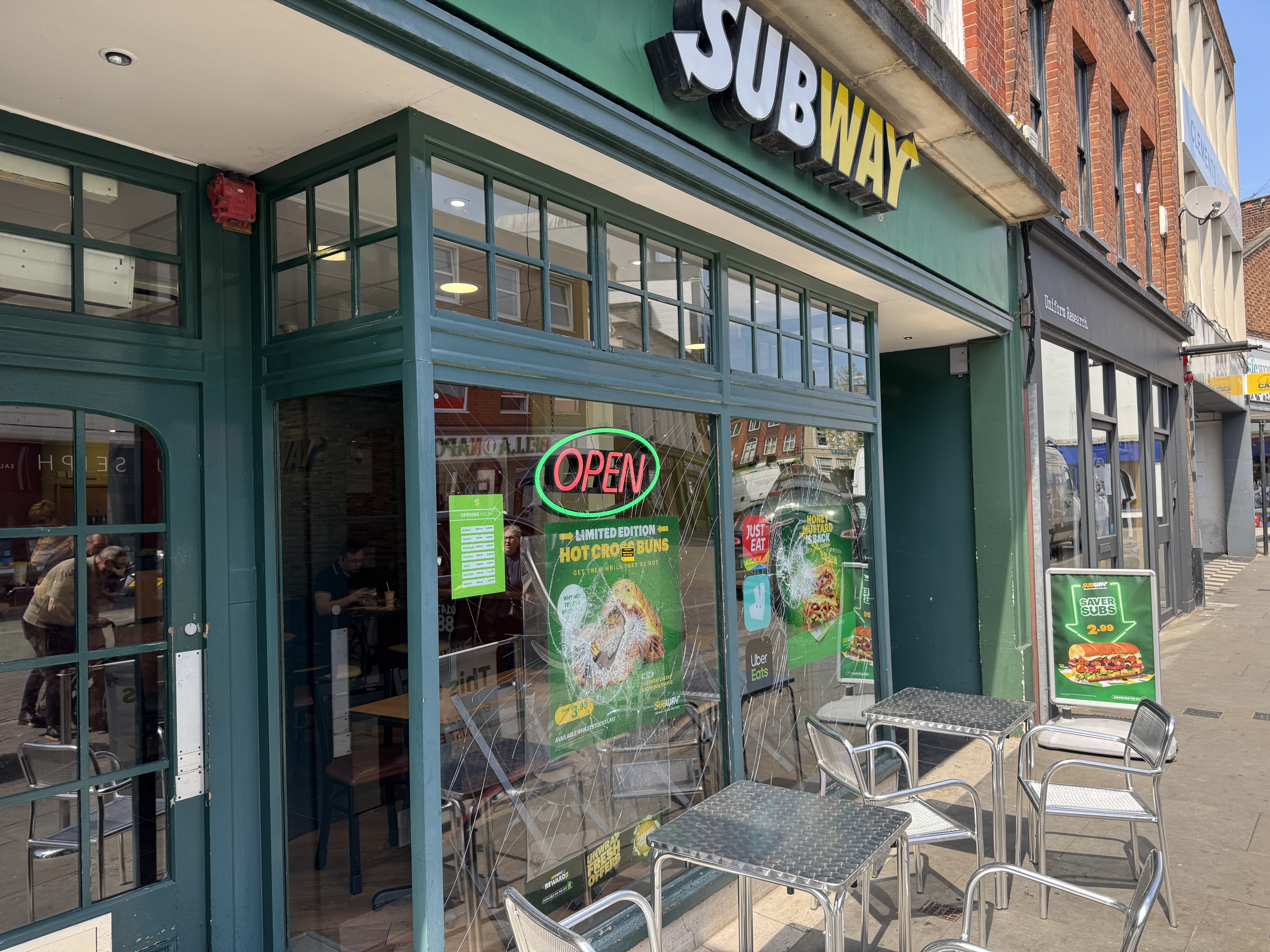 Significant damage was caused to Subway in town