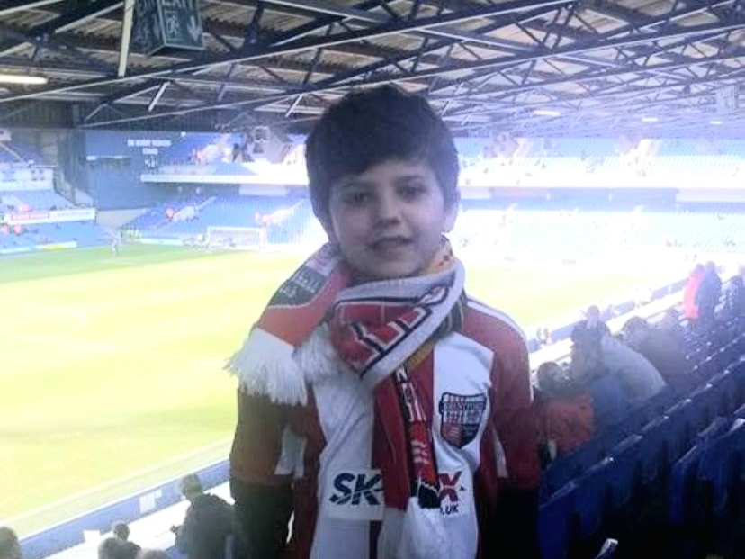 A young Brentford fan at Portman Road