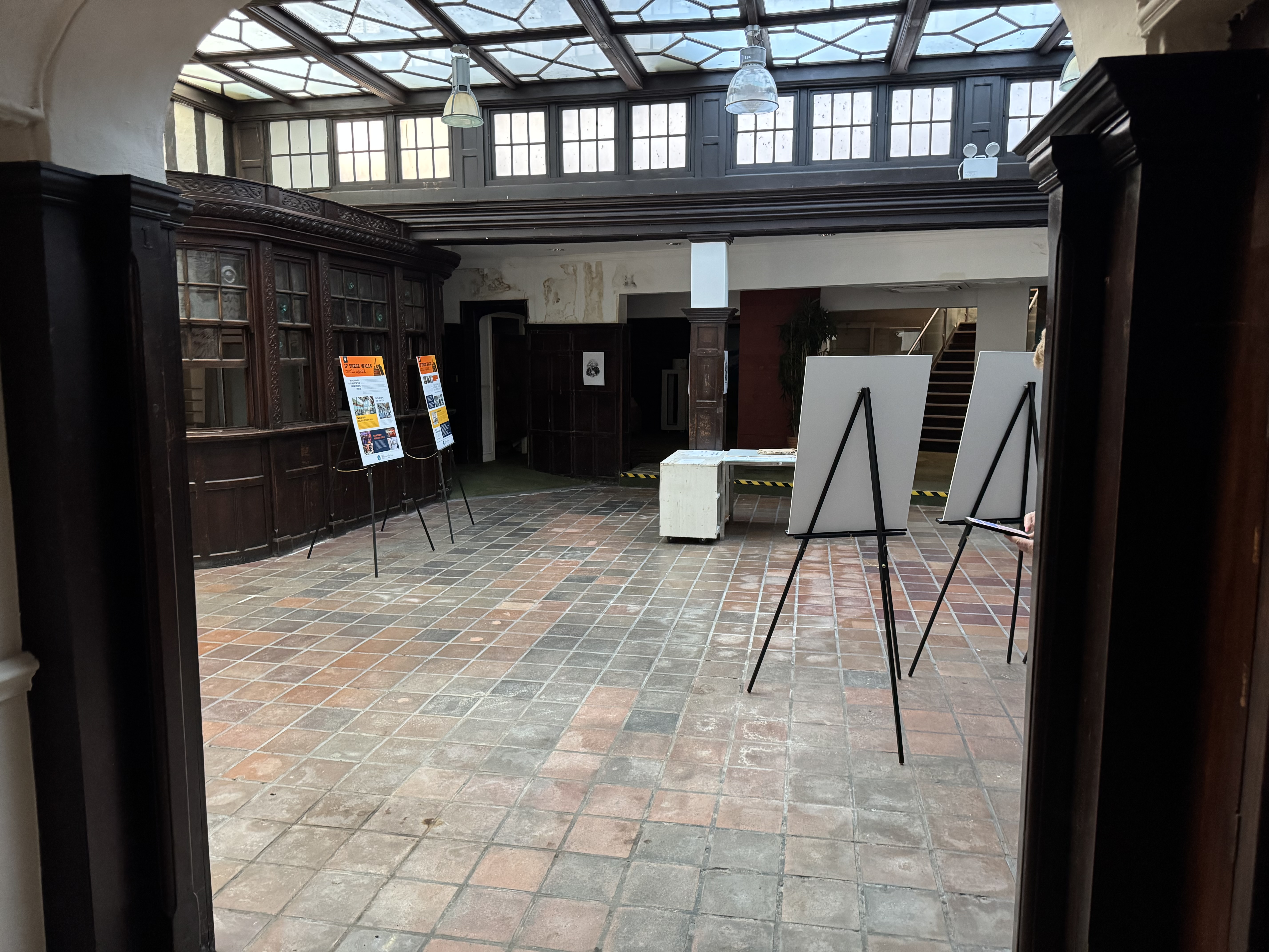 Inside the foyer of the Great White Horse Hotel in Ipswich