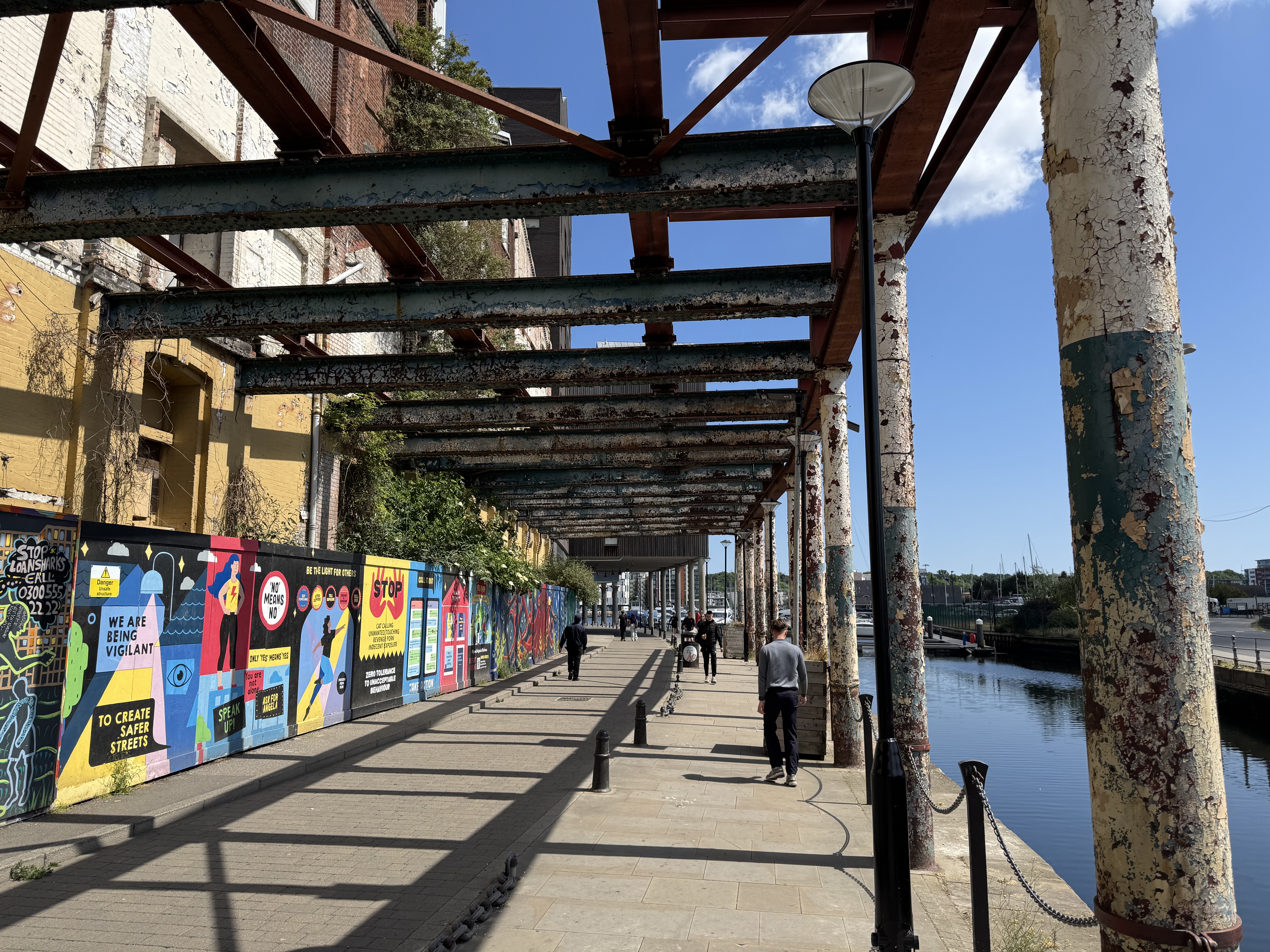 New streetlights on Albion Wharf at the Ipswich waterfront