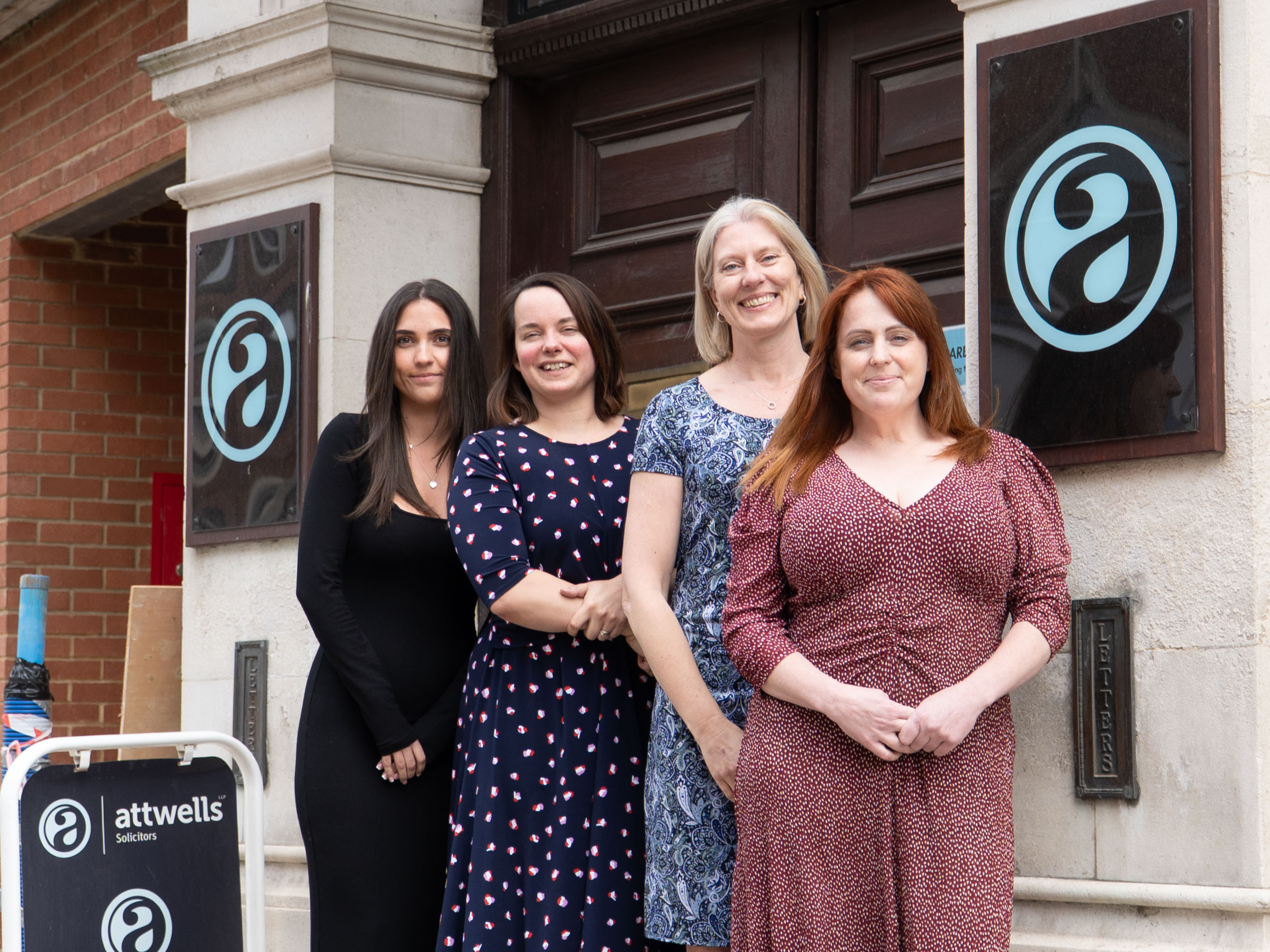 Ruby White, Charlotte Reason, Shelagne Earnshaw and Jo Debenham outside the Attwells office in Ipswich