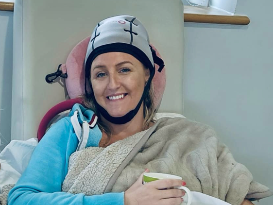 Emma receiving treatment for her cancer