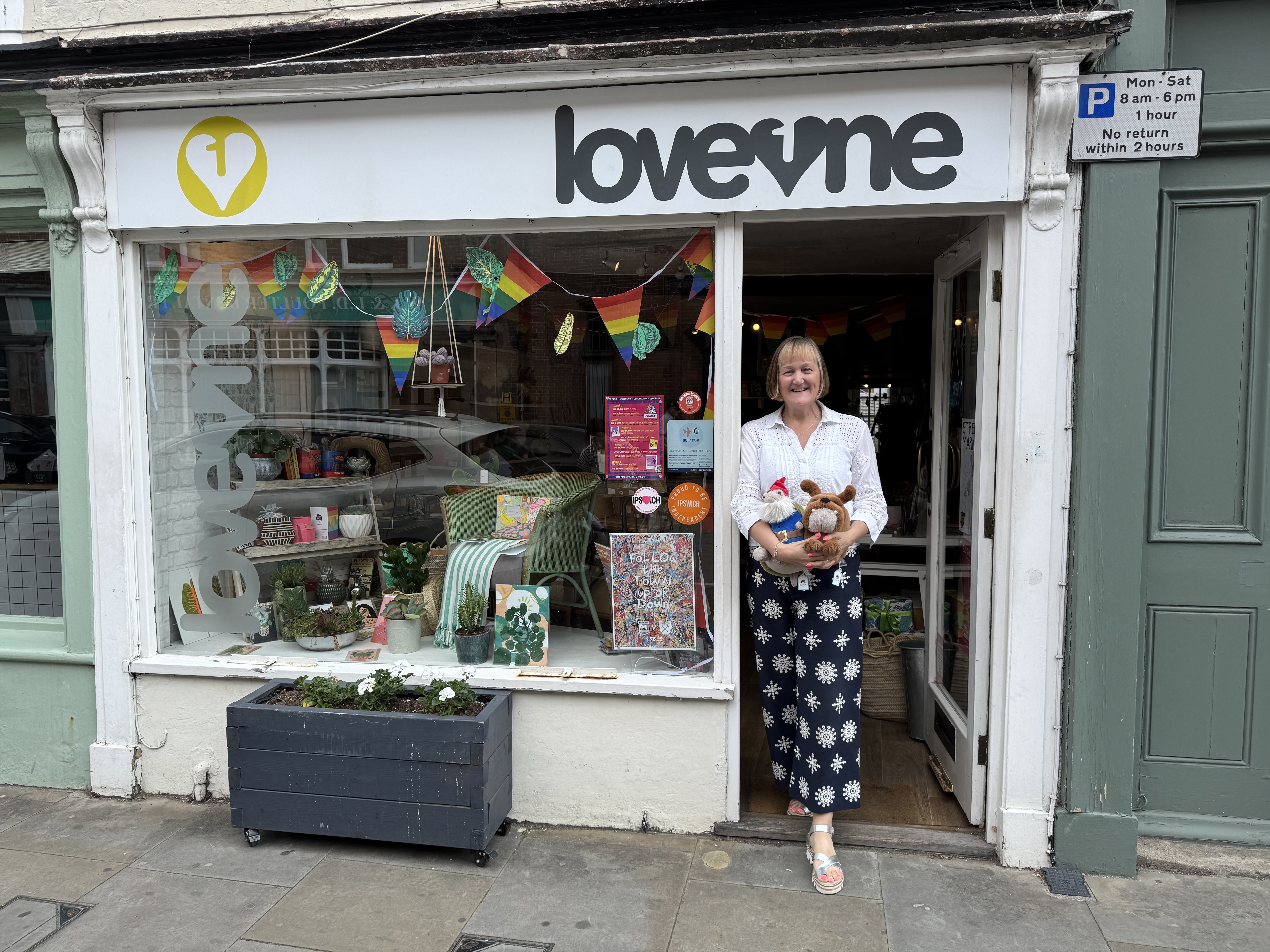 Cathy Frost outside her Loveone store on St Peter's Street in Ipswich