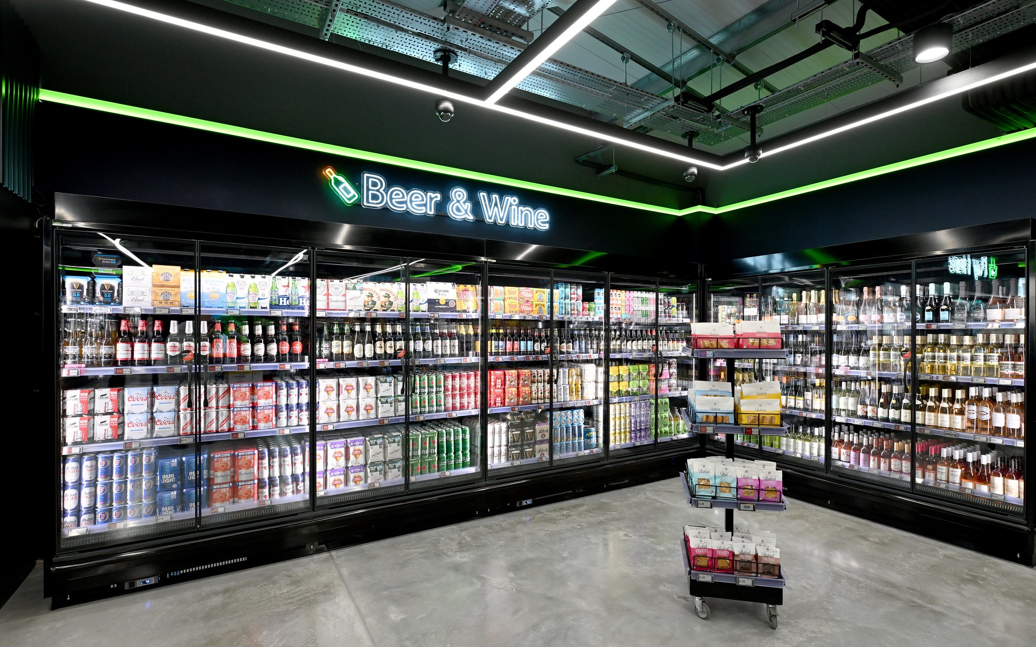 A large selection of beers and wines at the new Woodbridge Road East of England Co-op