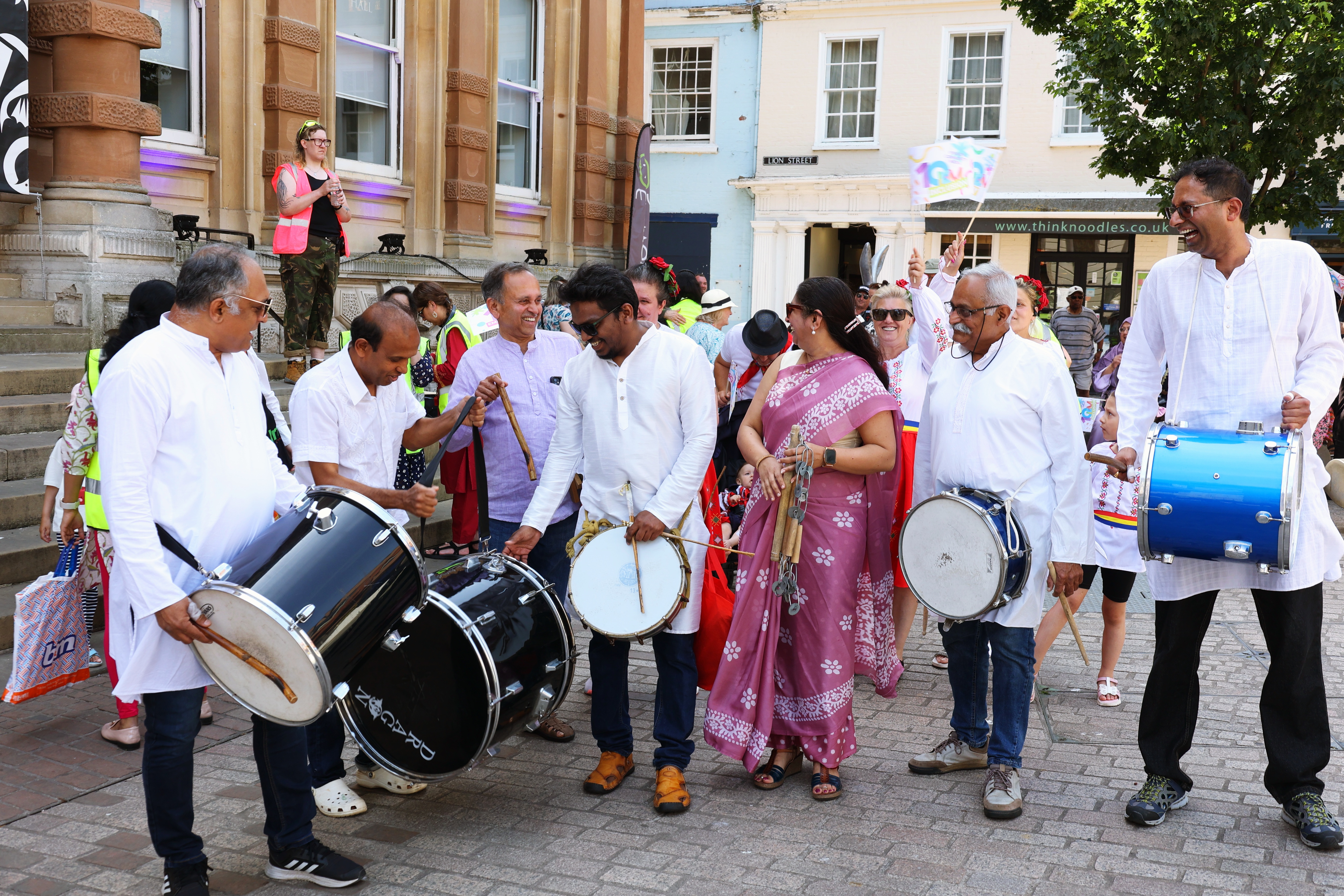 Drummers and musicians from Ipswich Marathi Mandal accompanied the procession