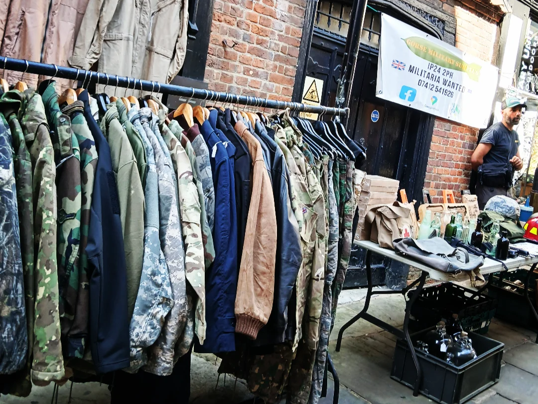 Vintage military clothing at The Walk's Retro & Vintage Market