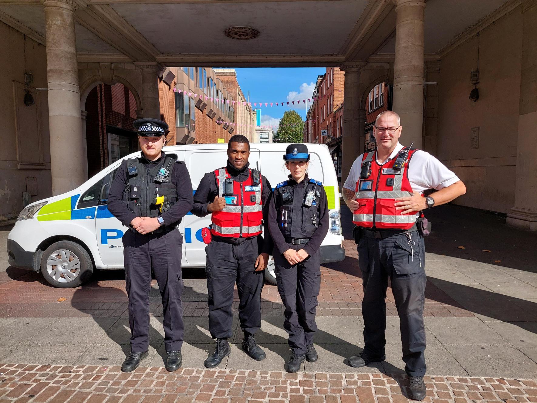 PC Avery and PCSO Mortimer were joined by colleagues from the Street Security team