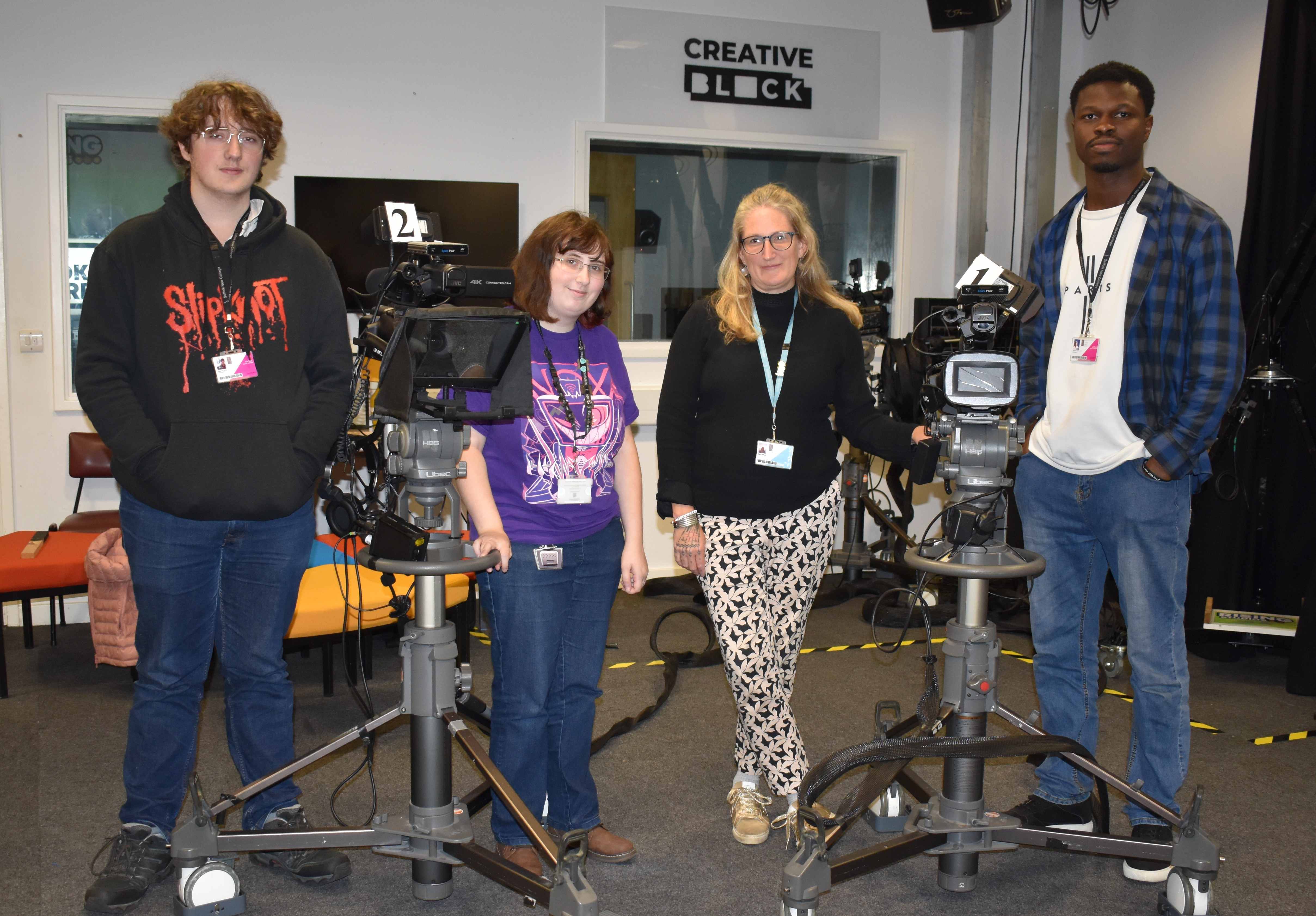 Ed Curtis, Abi Finch, Katy Black and Damola Odelabu at Suffolk New College