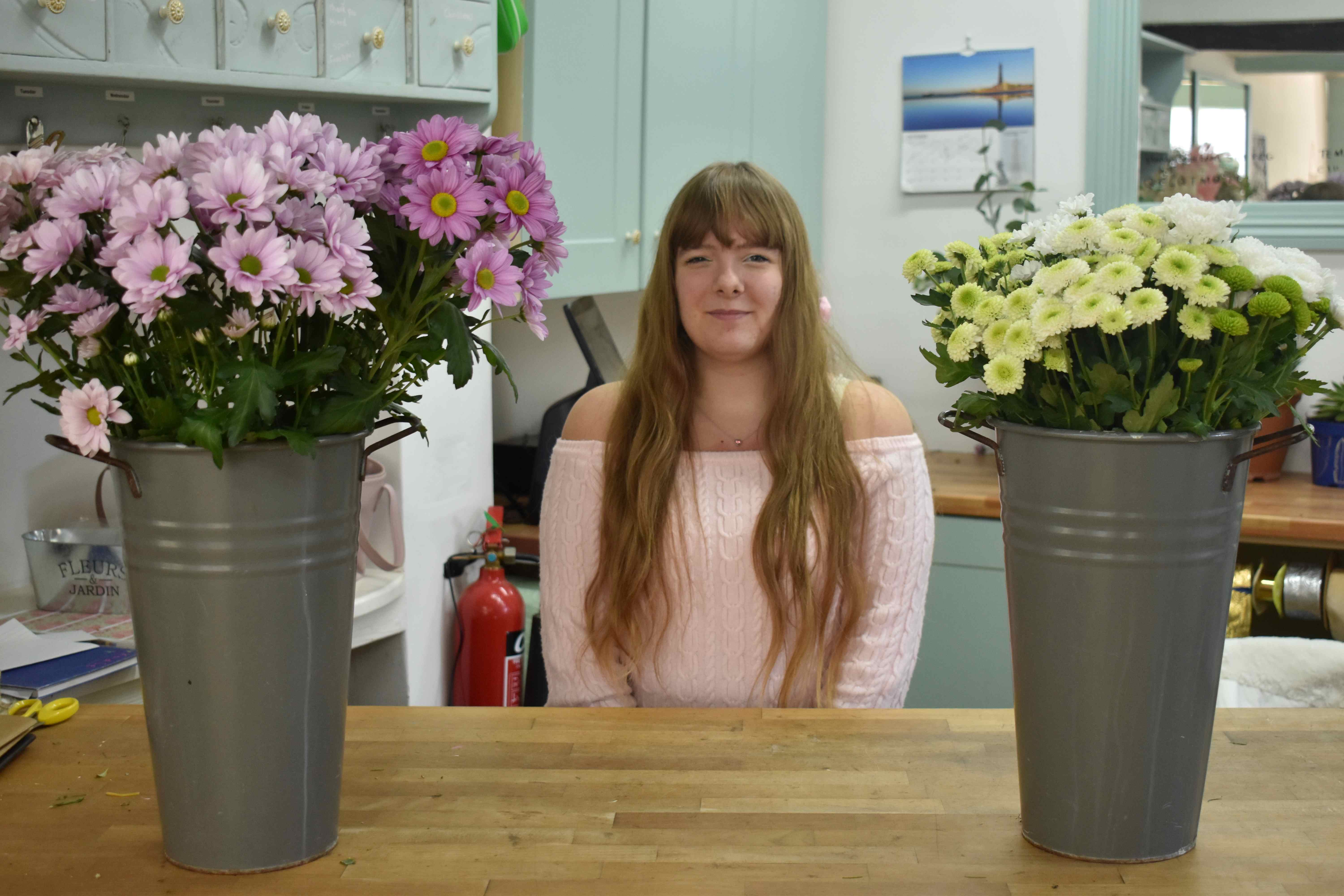 Kodie Brooke from Ipswich inside her new flower shop in Debenham