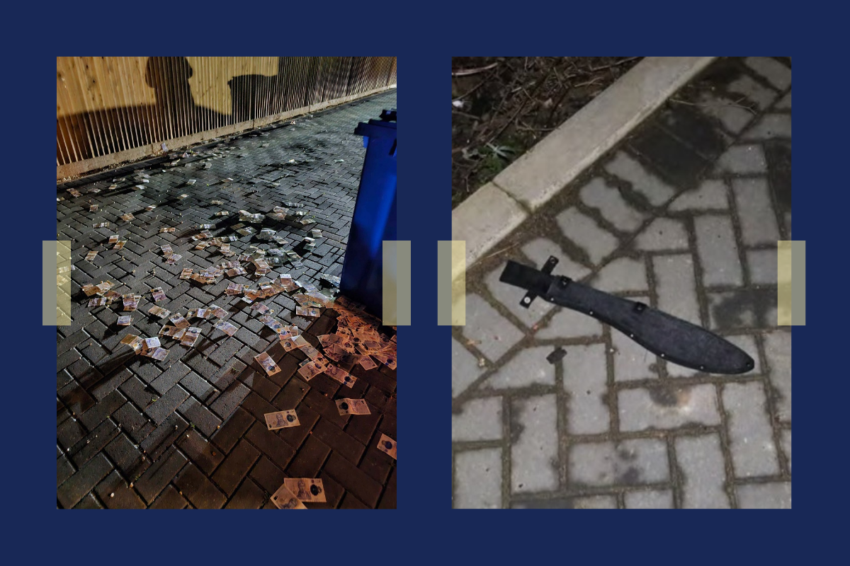 Cash and a machete sheath were recovered by police