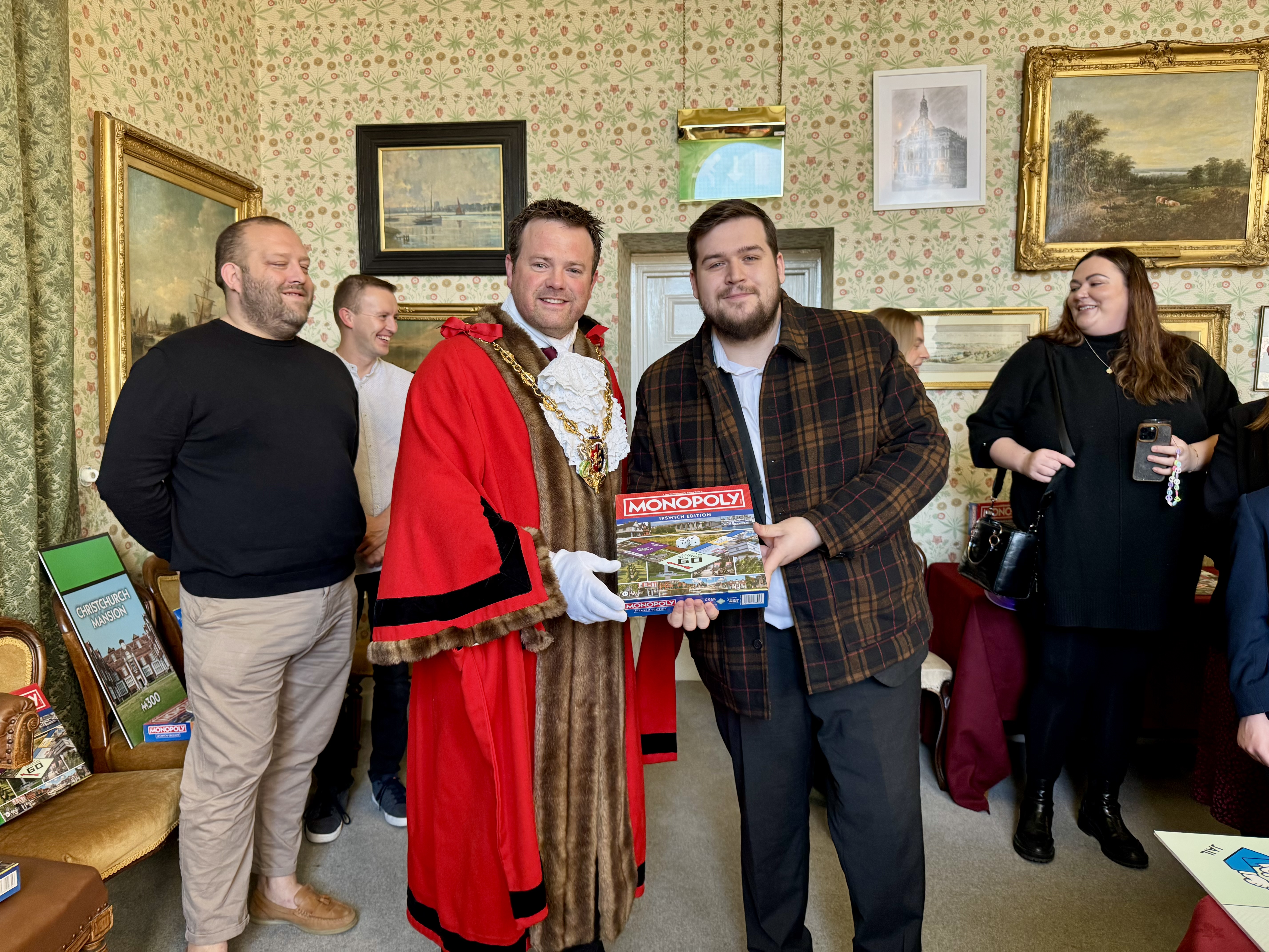 Poem winner Ben Riley with Mayor of Ipswich, Cllr Stefan Long