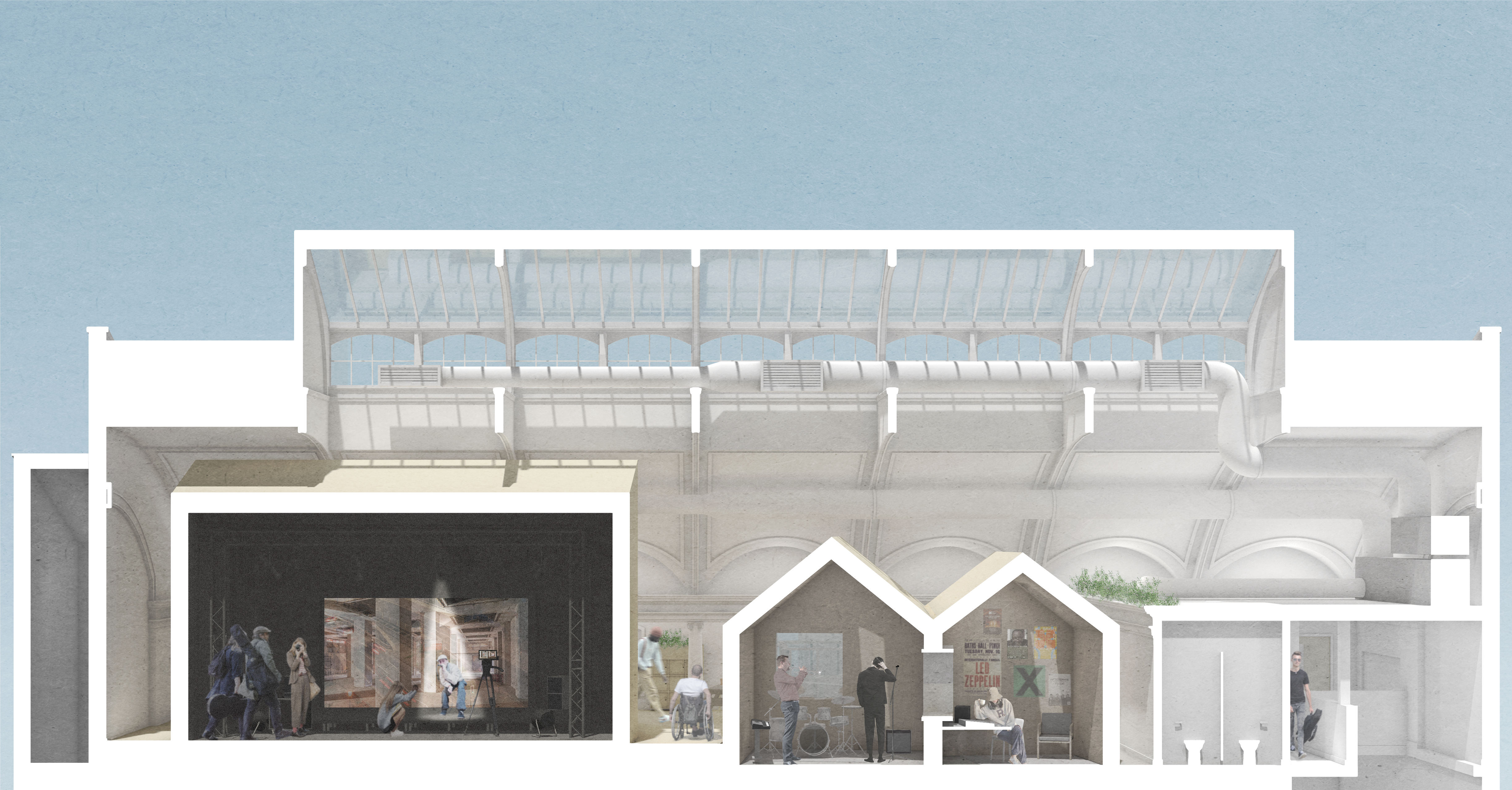 The creative digital skills lab first floor long cross section