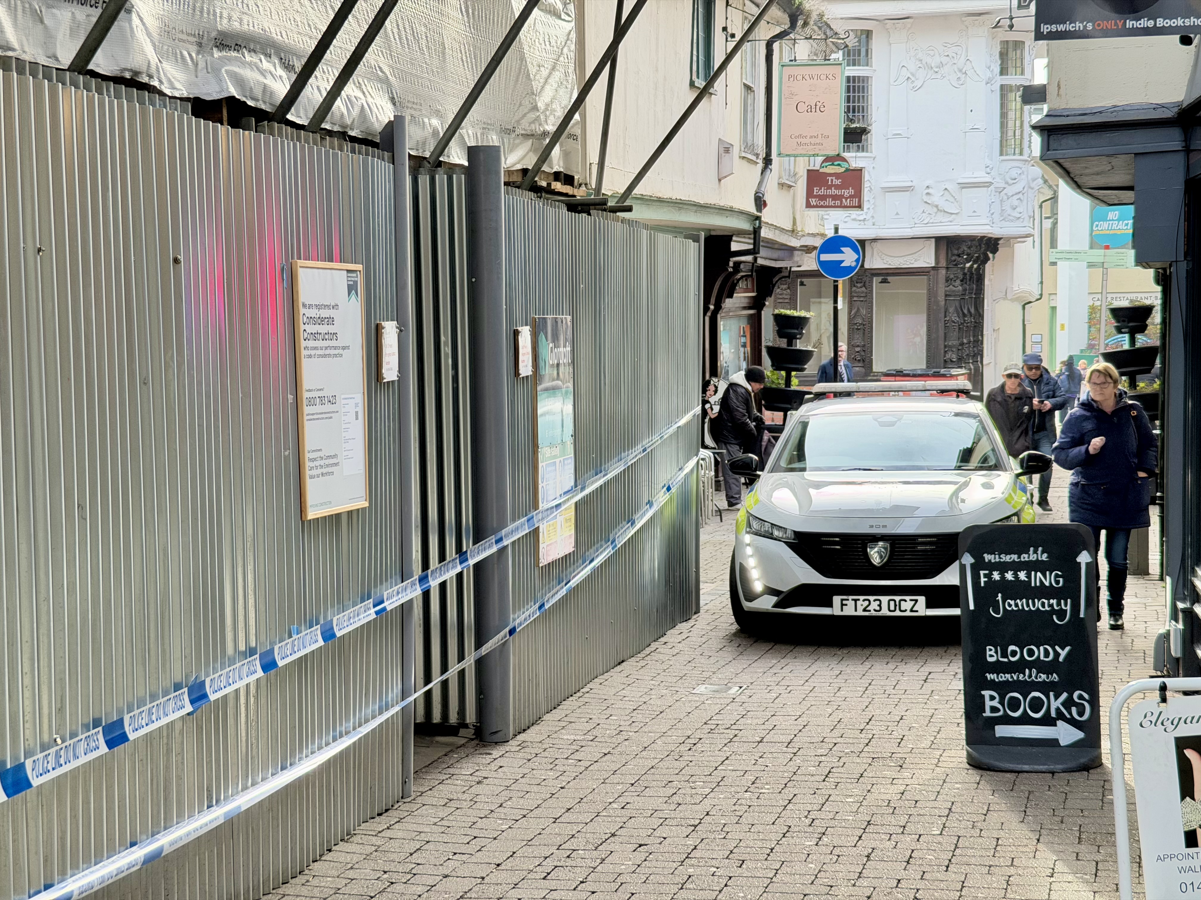 Large parts of the area have been taped off by police