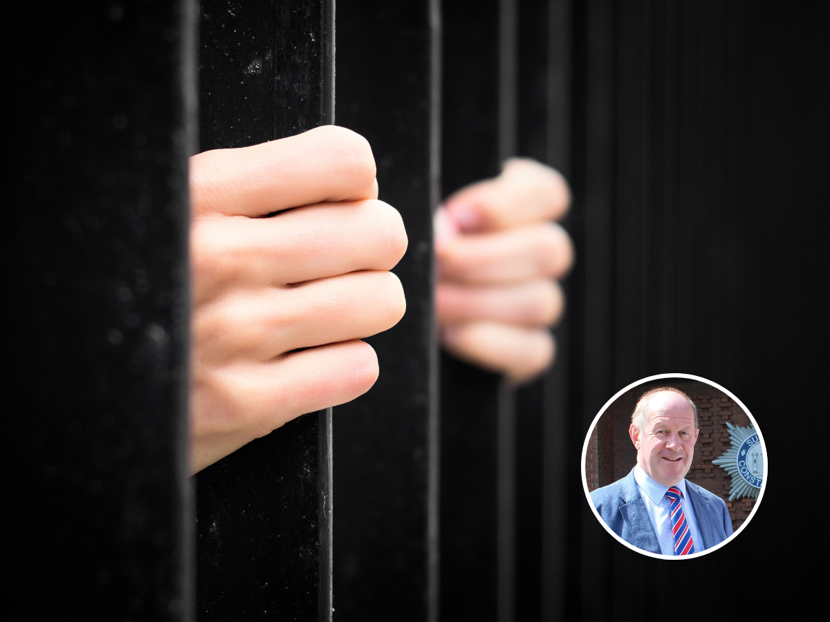 A man behind bars with Tim Passmore inset