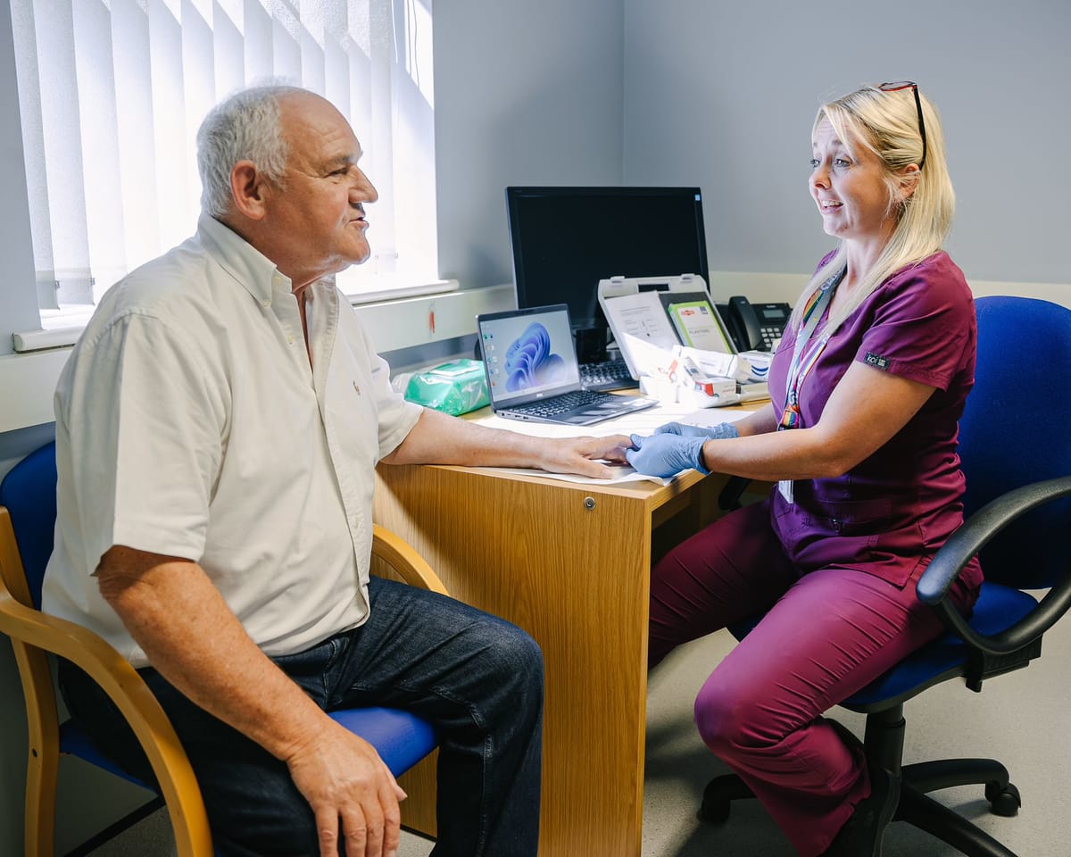 Councillor Steve Wiles, Cabinet Member for Public Health and Protection, having his health check