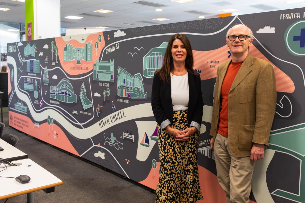 Marianne Flack, Deputy Principal of Suffolk New College, with Cllr Neil Macdonald in the learning curve that has just received a 50k boost