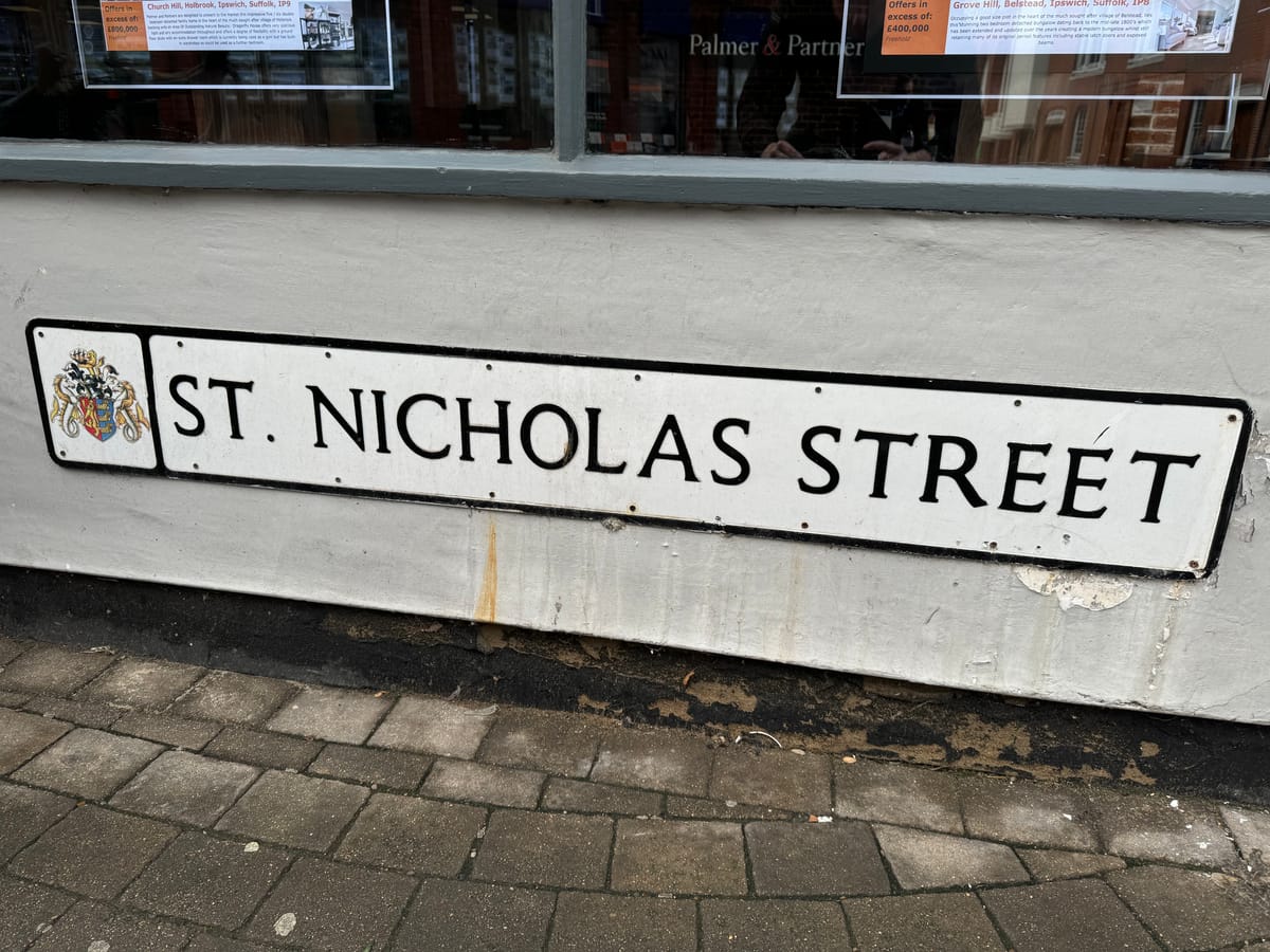 St Nicholas Street sign in Ipswich