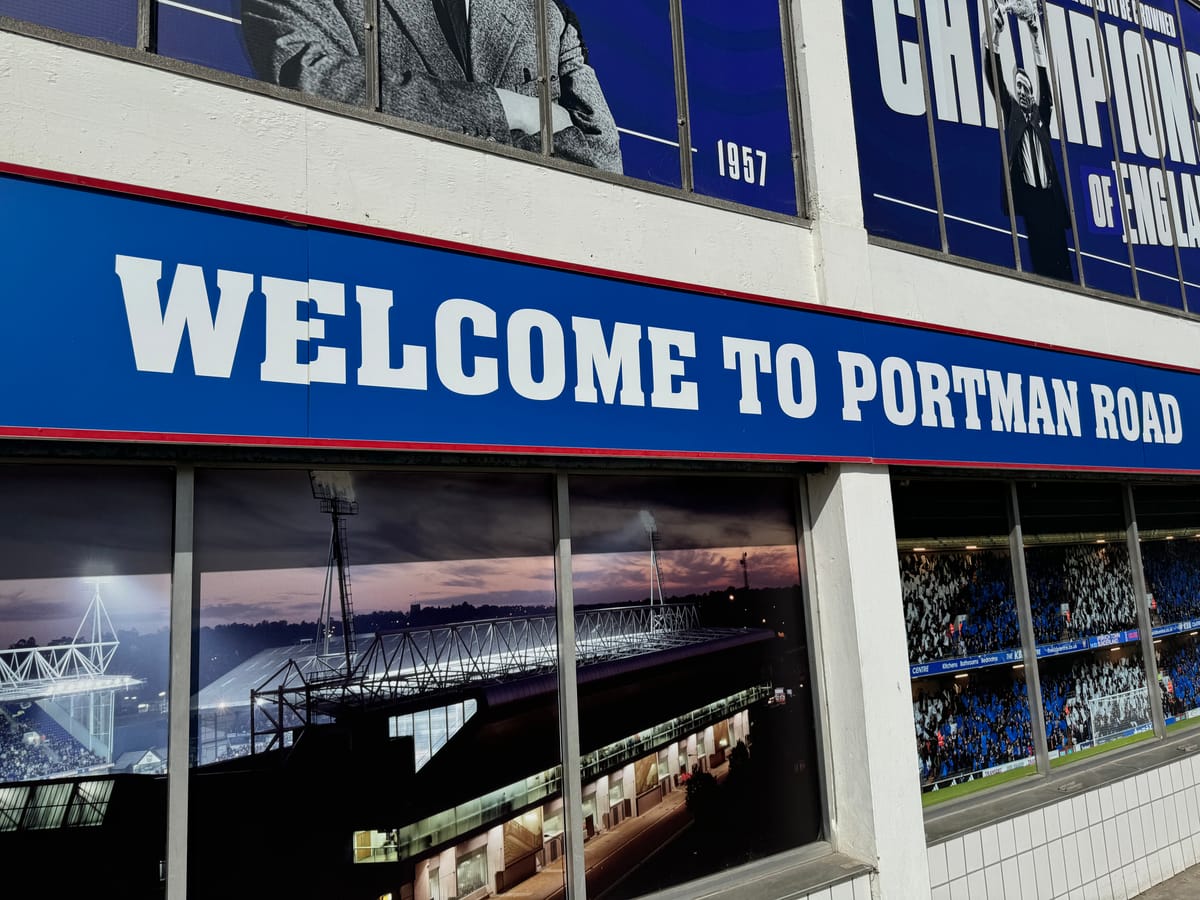 Welcome to Portman Road sign at Portman Road stadium
