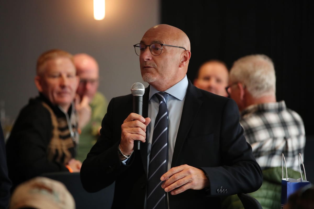 Simon Milton talking at Portman Road in April, 2024