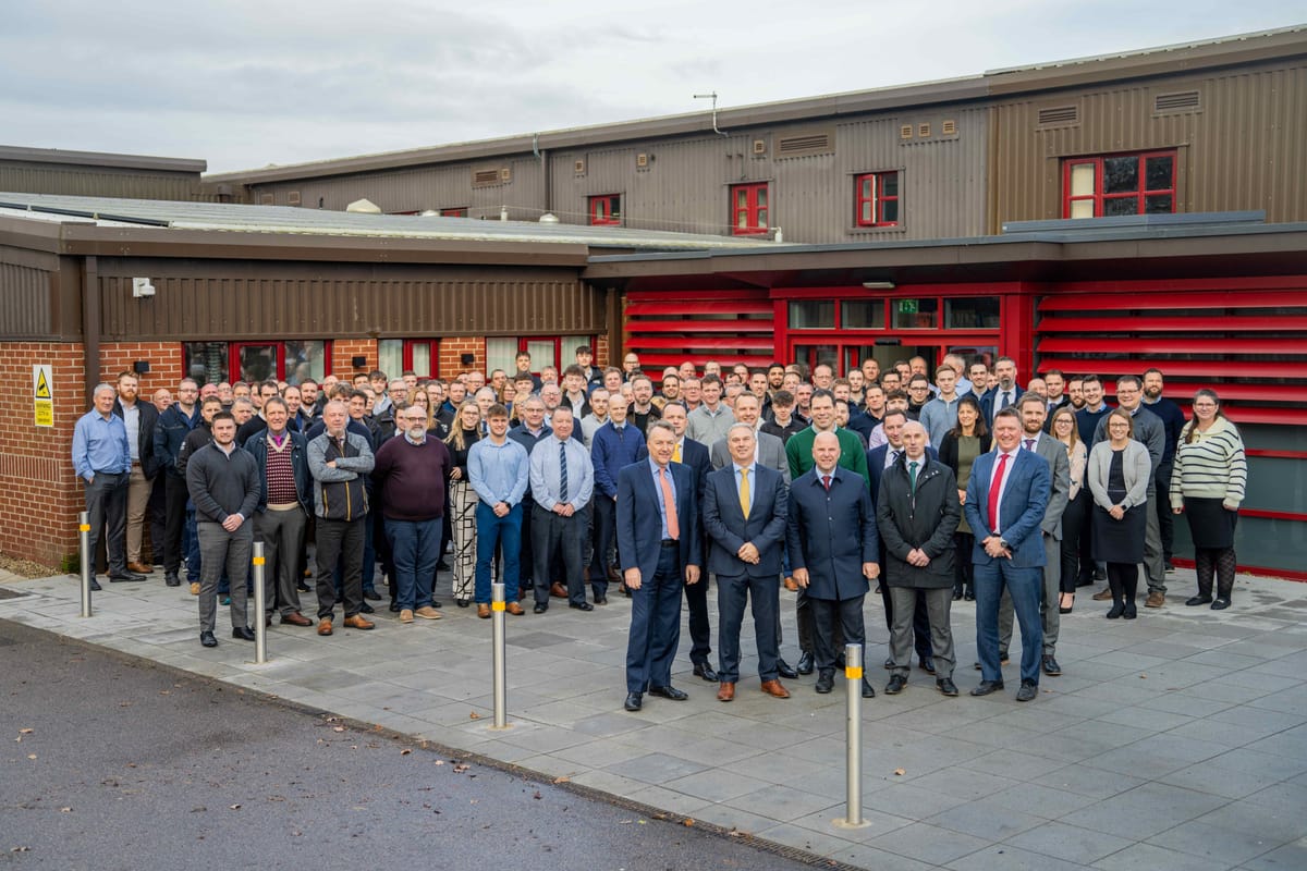 The team at Barnes Construction outside their offices in Ipswich